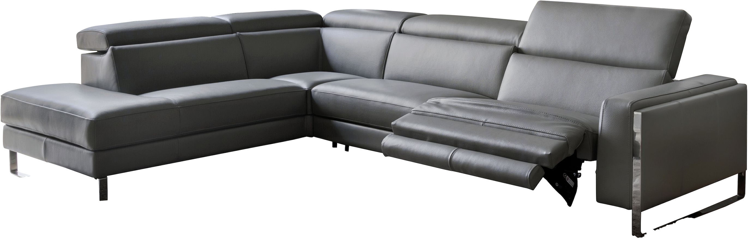 Image of CALIA ITALIA Ecksofa "Pier, Design und erstklassiger Sitzkomfort im Einklang, L-Form" mit elektrischer Relaxfunktion, in hochwertigem Lederbezug