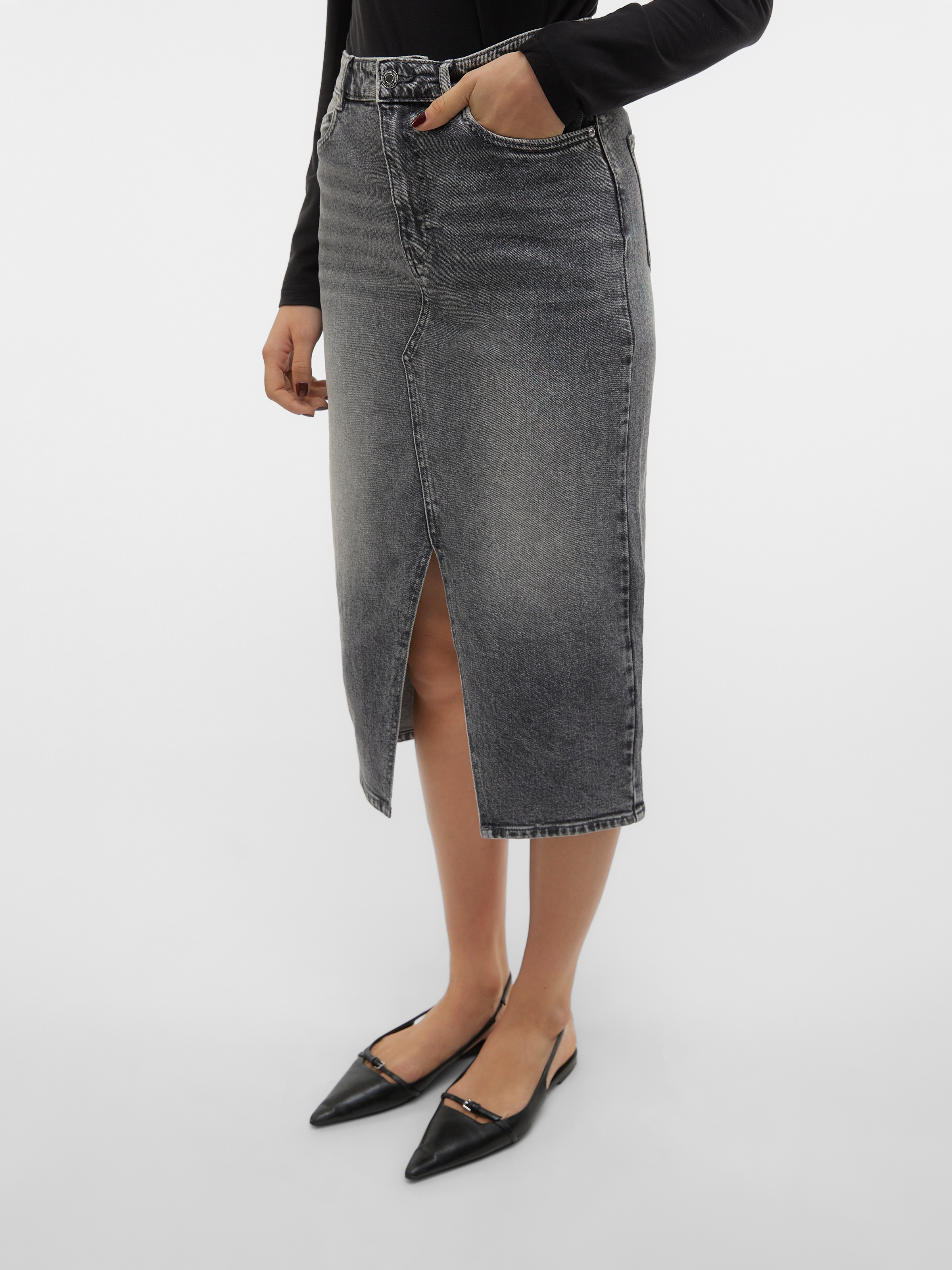 Vero Moda Maxirock »VMVERI HR CALF DENIM SKIRT GA NOOS«