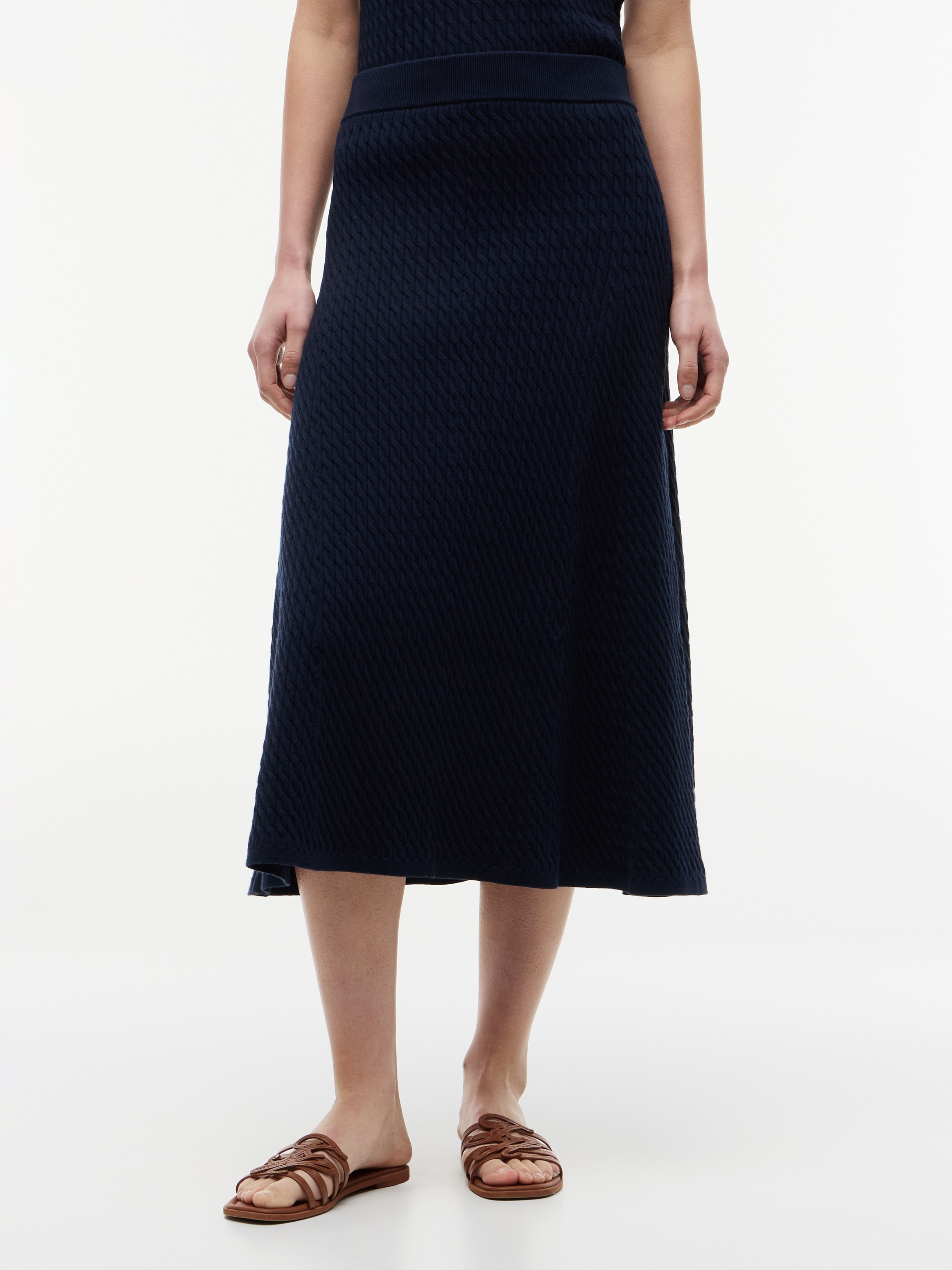 Image of Tommy Hilfiger Strickrock "CO CABLE FINE GG F&F SKIRT" Baumwollmischung, Zopfstrick