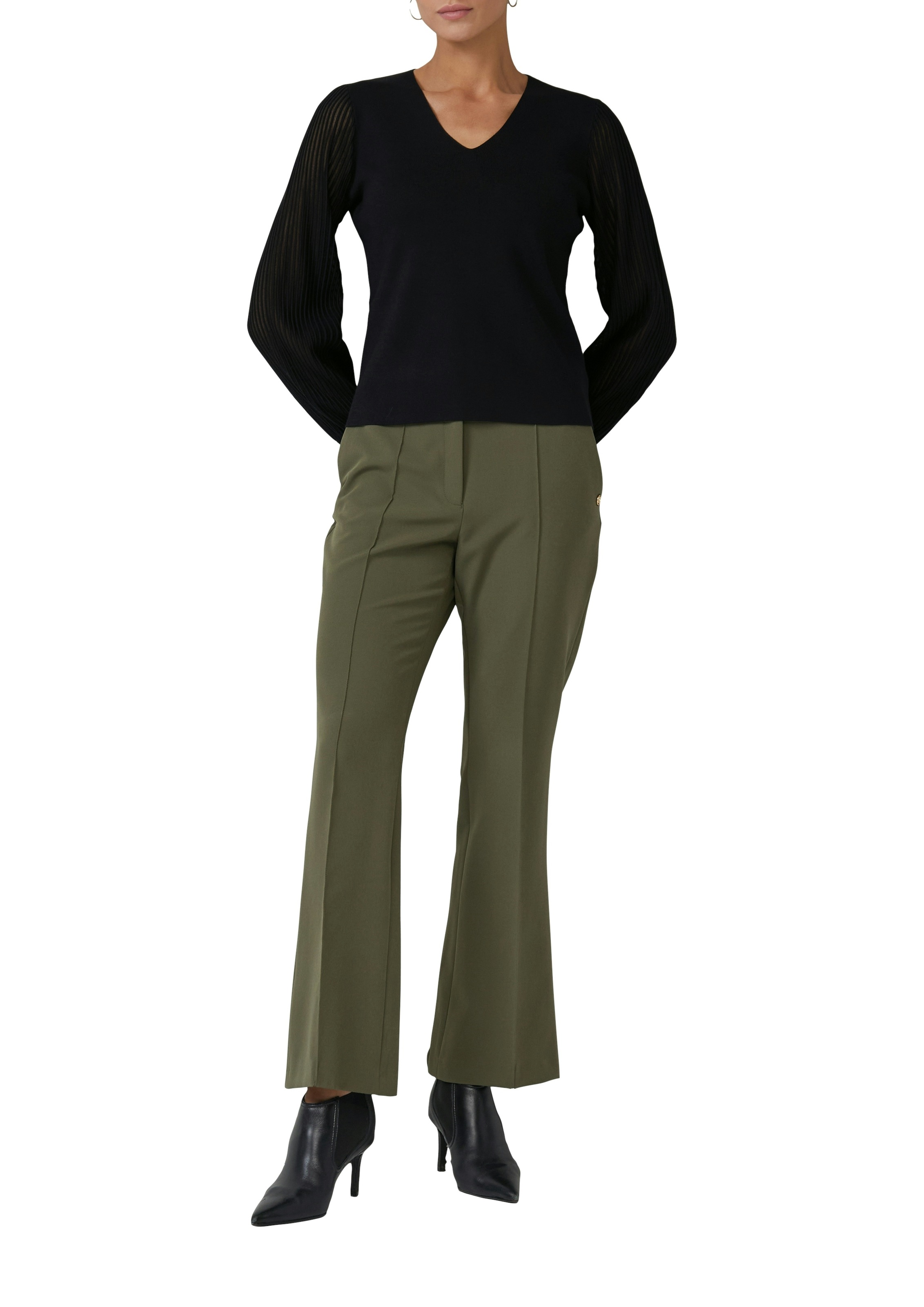 s.Oliver BLACK LABEL Pull en tricot avec manches semi-transparentes