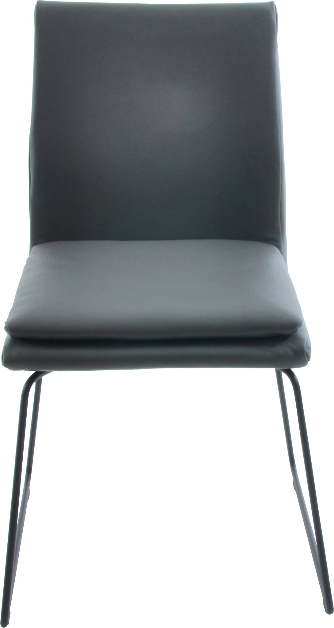 K+W Komfort & Wohnen Esszimmerstuhl "Creso Lederstuhl" () mit Sitzkissen und Rundrohrkufe in Metall schwarz Struktur