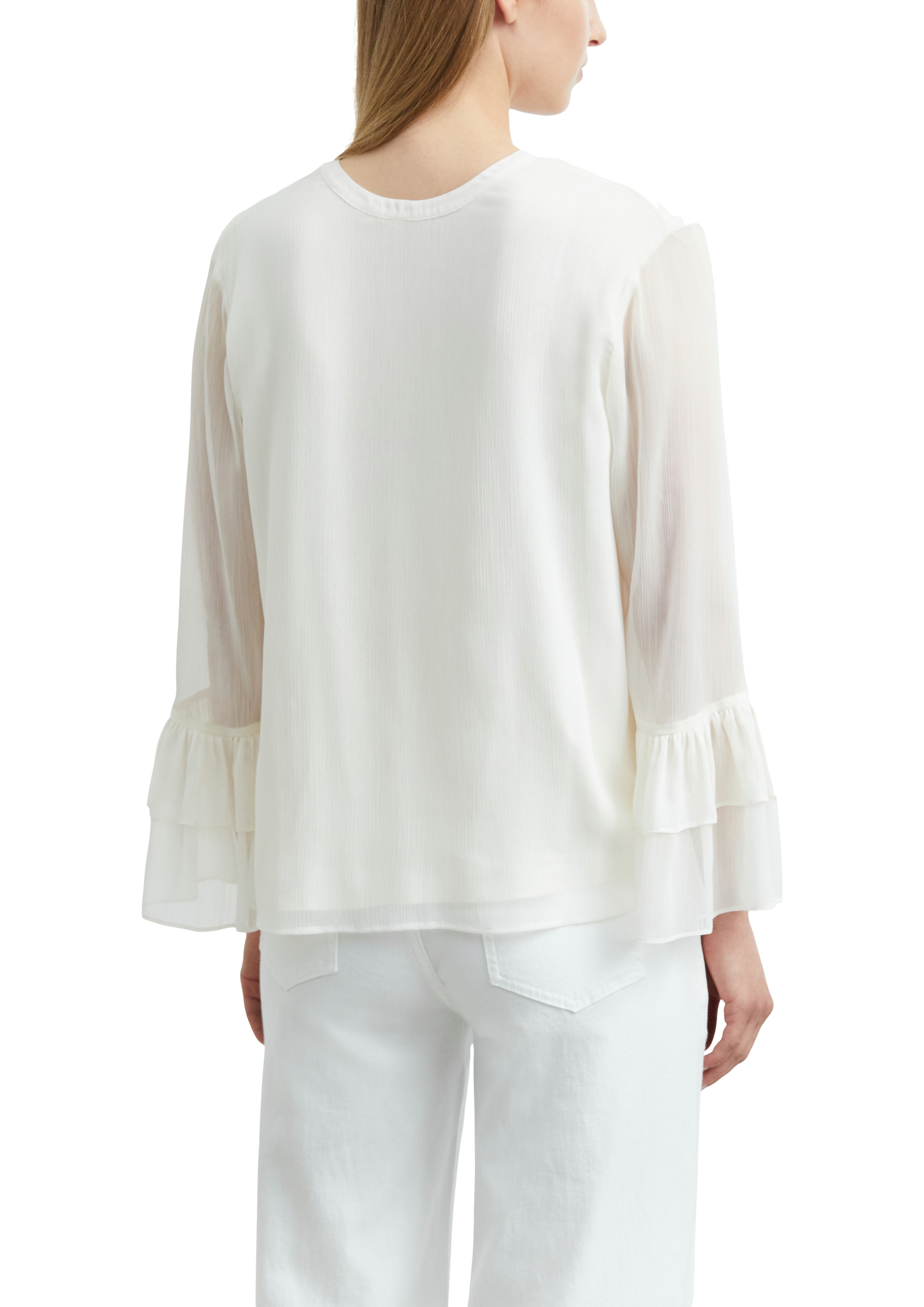 Comma Chemisier à volants Blouse d'été à manches volantées / transparente / découpes