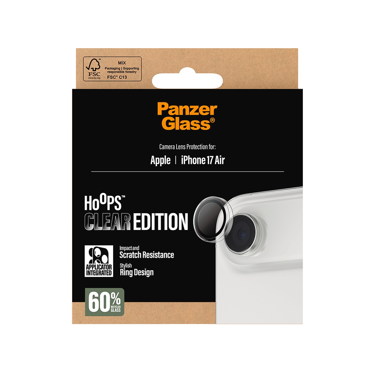 CARE by PanzerGlass Kameraschutzglas »Hoops Camera Lens Protector« für Apple iPhone Air Kameraschutz,Linsenschutz,Objektivschutz, kratz- & stossfest