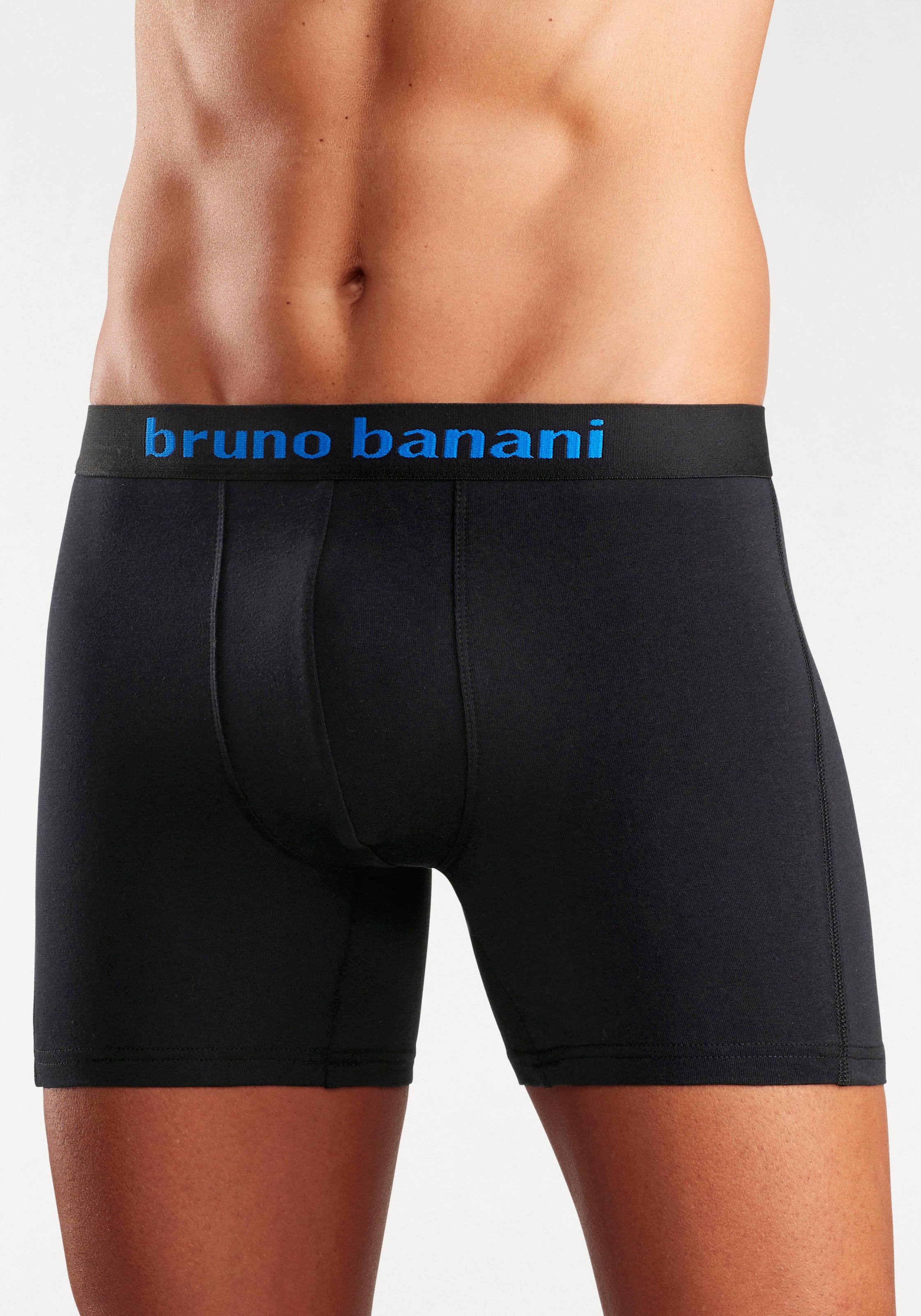 Bruno Banani Langer Boxer »Unterhose für Herren«, (Packung, 4 St.), mit auffälligem Logobund