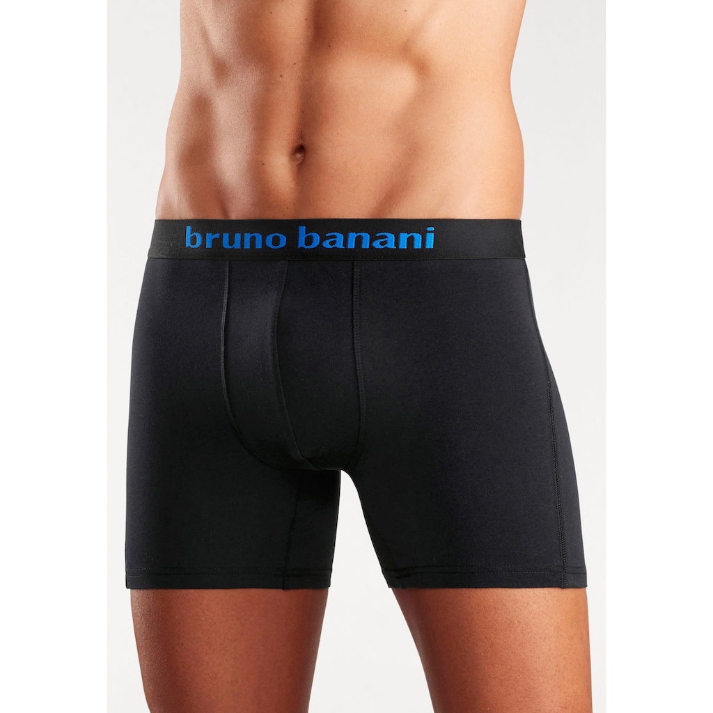 Bruno Banani Langer Boxer »Unterhose für Herren«, (Packung, 4 St.), mit auffälligem Logobund