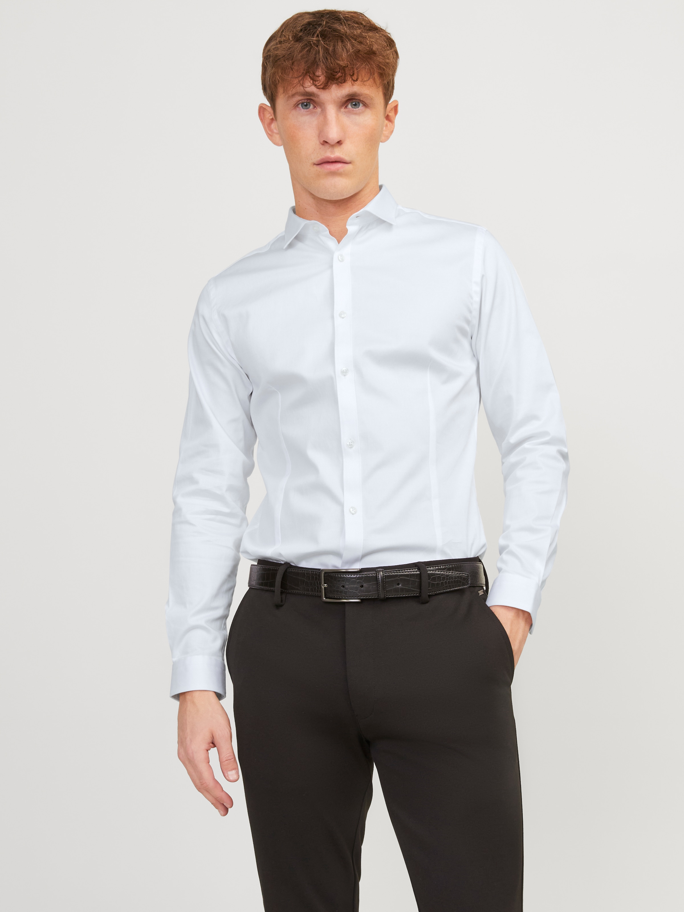 Jack & Jones Chemise d'affaires »JJPRPARMA in Skinny Fit, Stretchanteil und verstellbaren Manschetten« sehr schmal, Web, Baumwollmischung