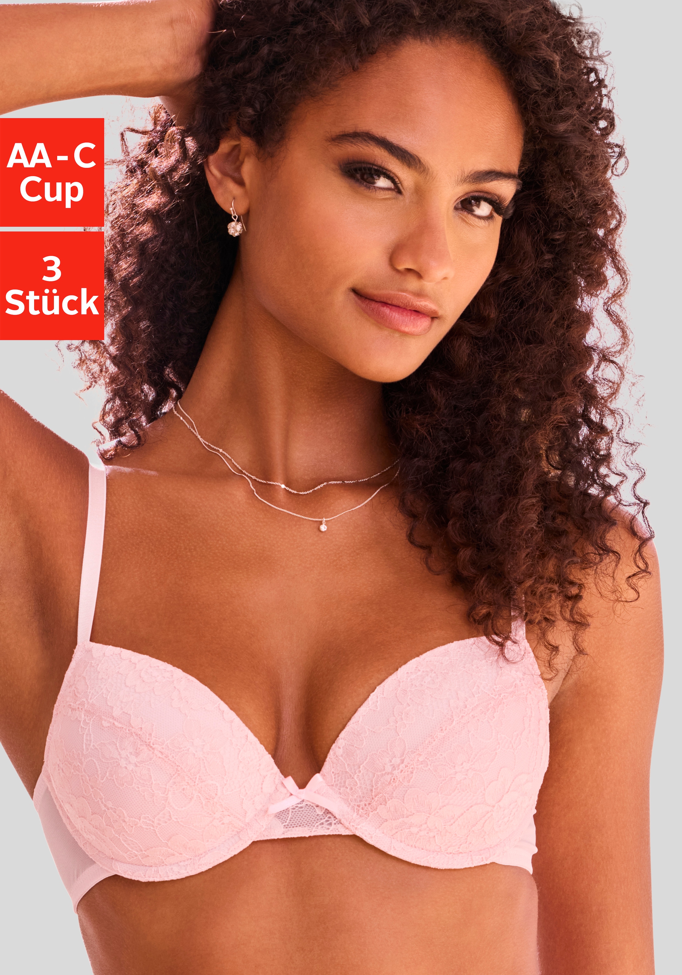 petite fleur Push-up-BH Packung, 3 mit Bügel & herausnehmbaren Push-up-Kissen