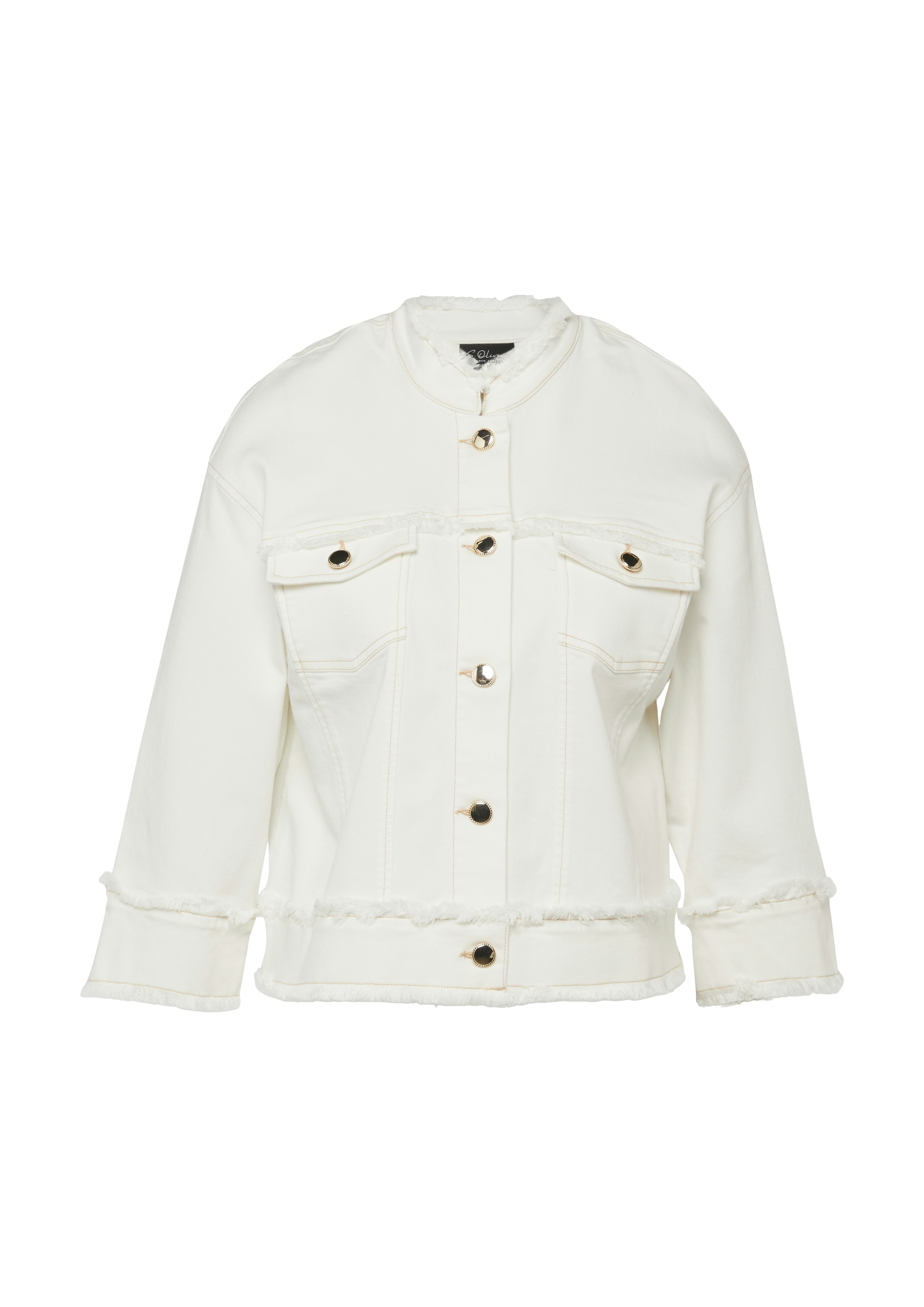 s.Oliver BLACK LABEL Blazer court 3/4-Arm mit Fransen und goldener Knopfleiste