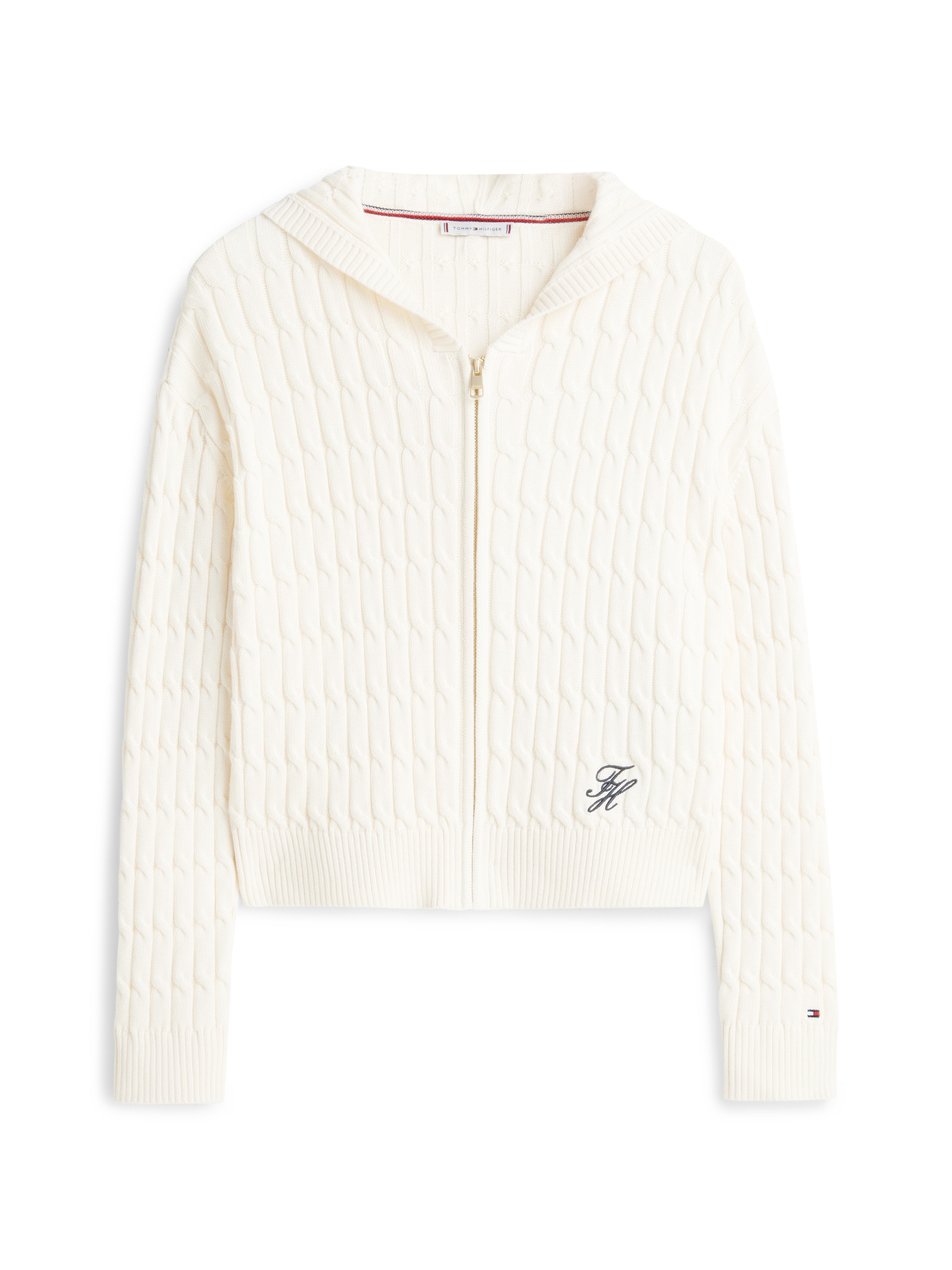 Tommy Hilfiger Cardigan à capuche »CO CABLE MID GG LS ZIP HOODY« mit Zopfstrickmuster