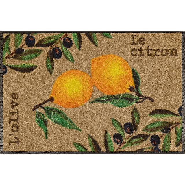 wash+dry by Kleen-Tex Fussmatte »Le Citron«, rechteckig, Schmutzfangmatte,  Motiv Oliven & Zitronen, rutschhemmend, waschbar günstig kaufen