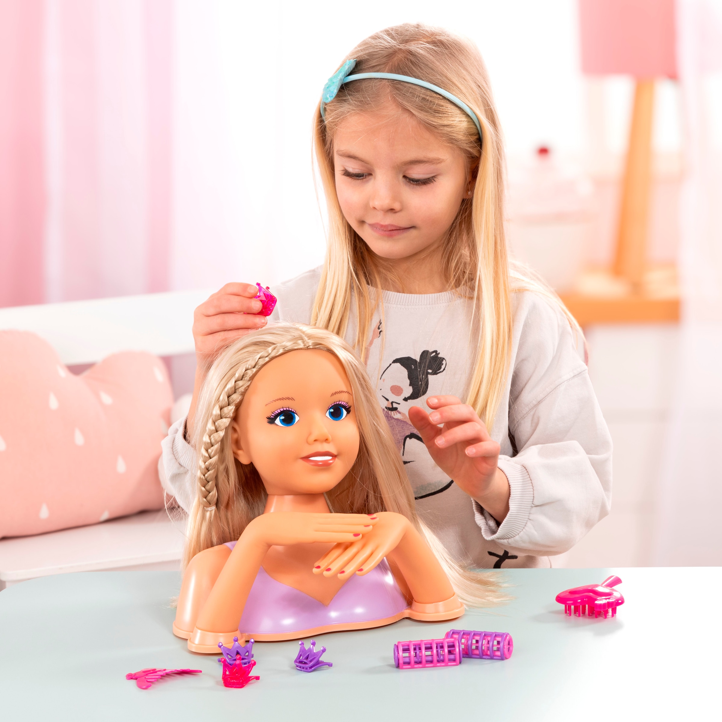 Bayer Frisier- & Schminkkopf »Frisierkopf mit Kosmetik« mit Kosmetik und beweglichen Händen