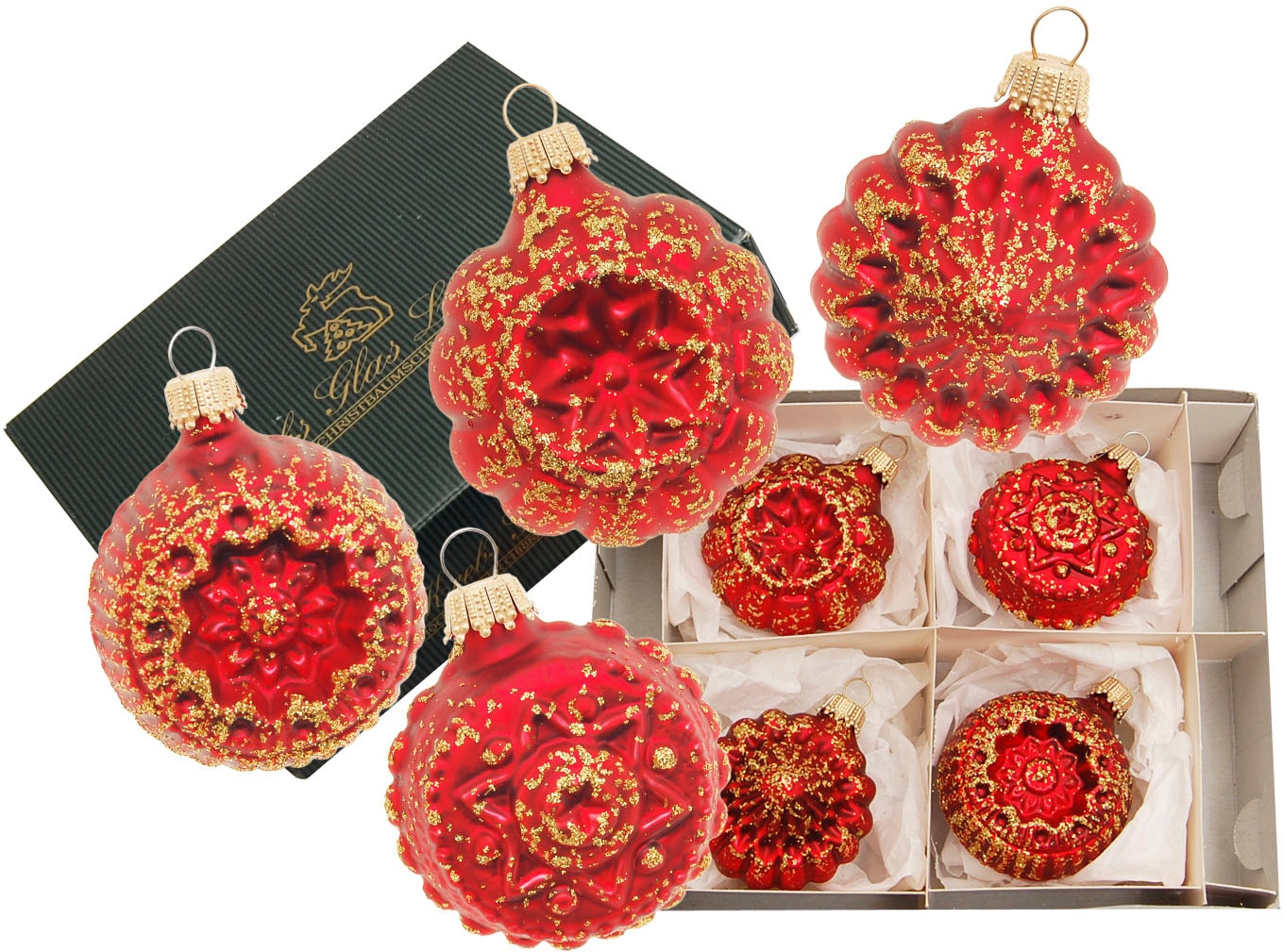 Krebs Glas Lauscha Christbaumschmuck »Glaskugelformen, Breite ca. 5 cm« Weihnachtsdeko rot, Christbaumkugeln aus Glas, Weihnachtsbaumkugel