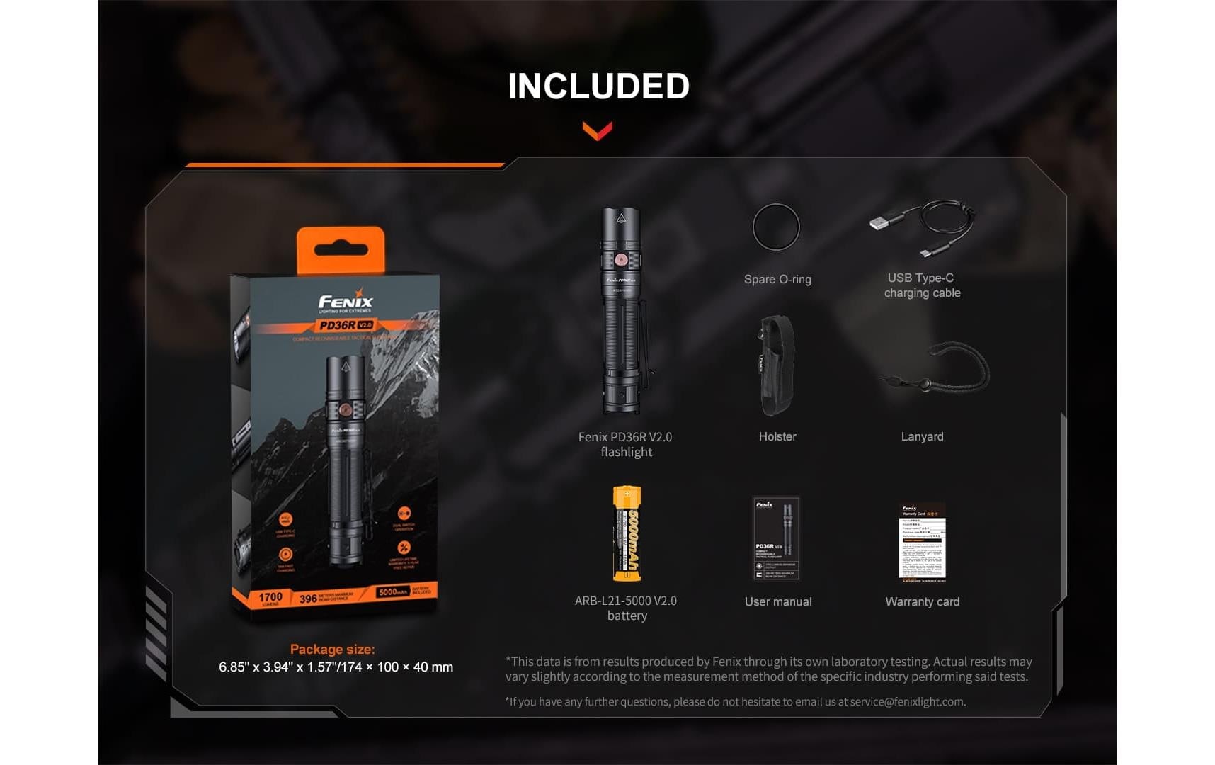 Fenix Taschenlampe »PD36R V2,0«, wasserfest