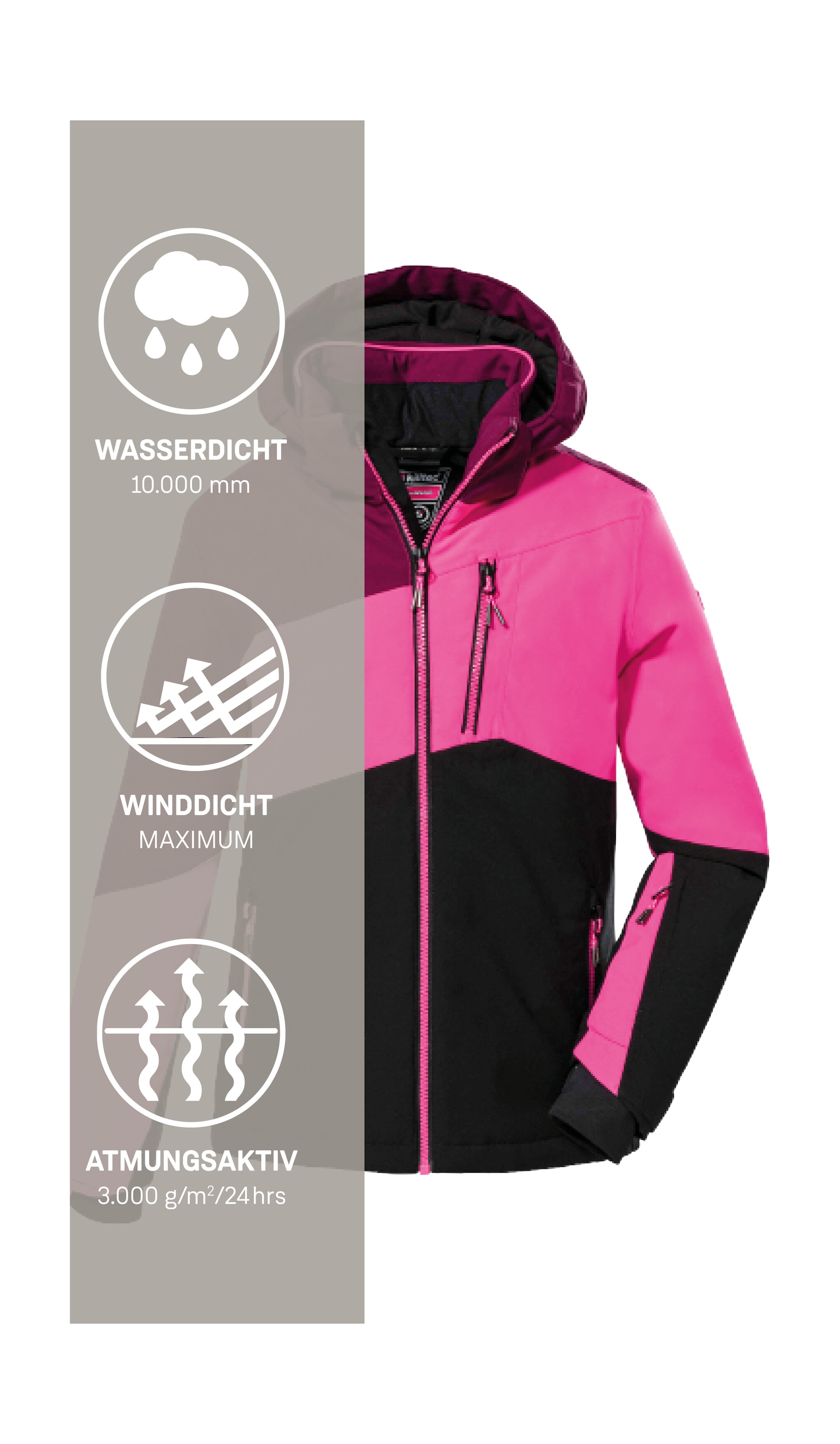Killtec Veste de ski »KSW 166 GRLS SKI JCKT« Atmungsaktive, wasser- und winddichte Skijacke mit abnehmbarer Kapuze