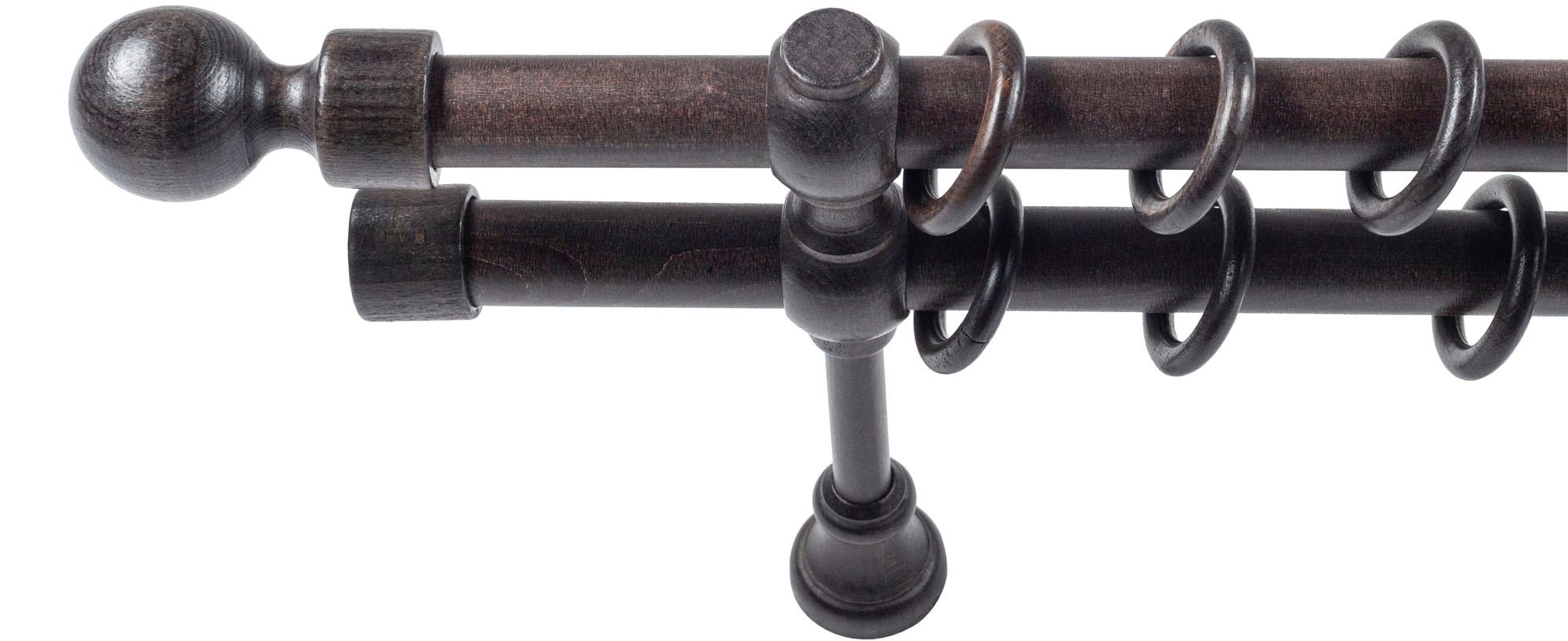 SN DECO GROUP Gardinenstange »Giro« 2 läufig-läufig Fixmass 28 mm, Holz, verschiedene Längen und Farben, Komplettset