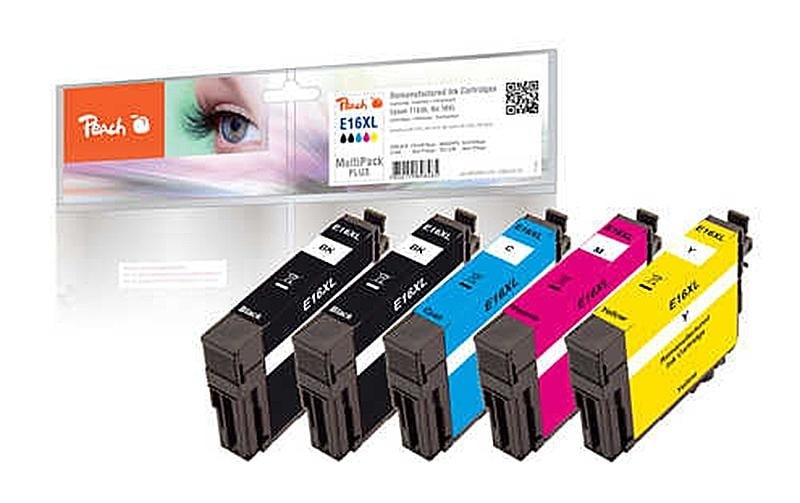 Tintenpatrone »Peach Epson Nr. 16XL (T1636) 2x BK, je 1x Y,M,C«, (5 St.)