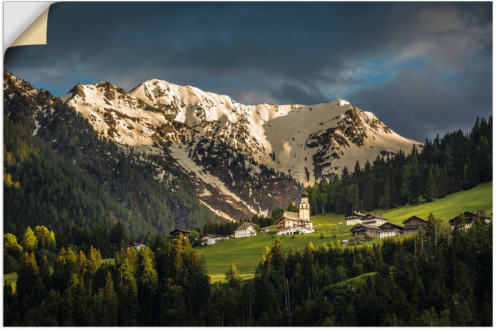 Image of Artland Wandbild »Das Dorf Hollbruck im Pustertal«, Berge & Alpenbilder, (1 St.), in vielen Grössen & Produktarten - Alubild / Outdoorbild für den Aussenbereich, Leinwandbild, Poster, Wandaufkleber / Wandtattoo auch für Badezimmer geeignet bei Ackermann V