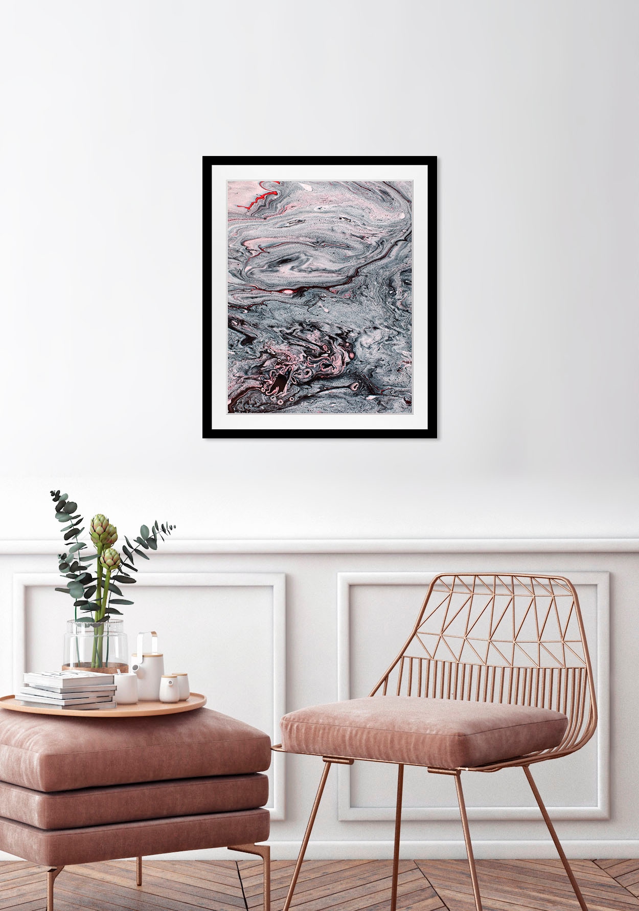 Image of queence Bild "Tim" Abstrakt Kunst Marmor 1 Stk. tlg. HD Premium Poster-Druck inkl. Holzrahmen