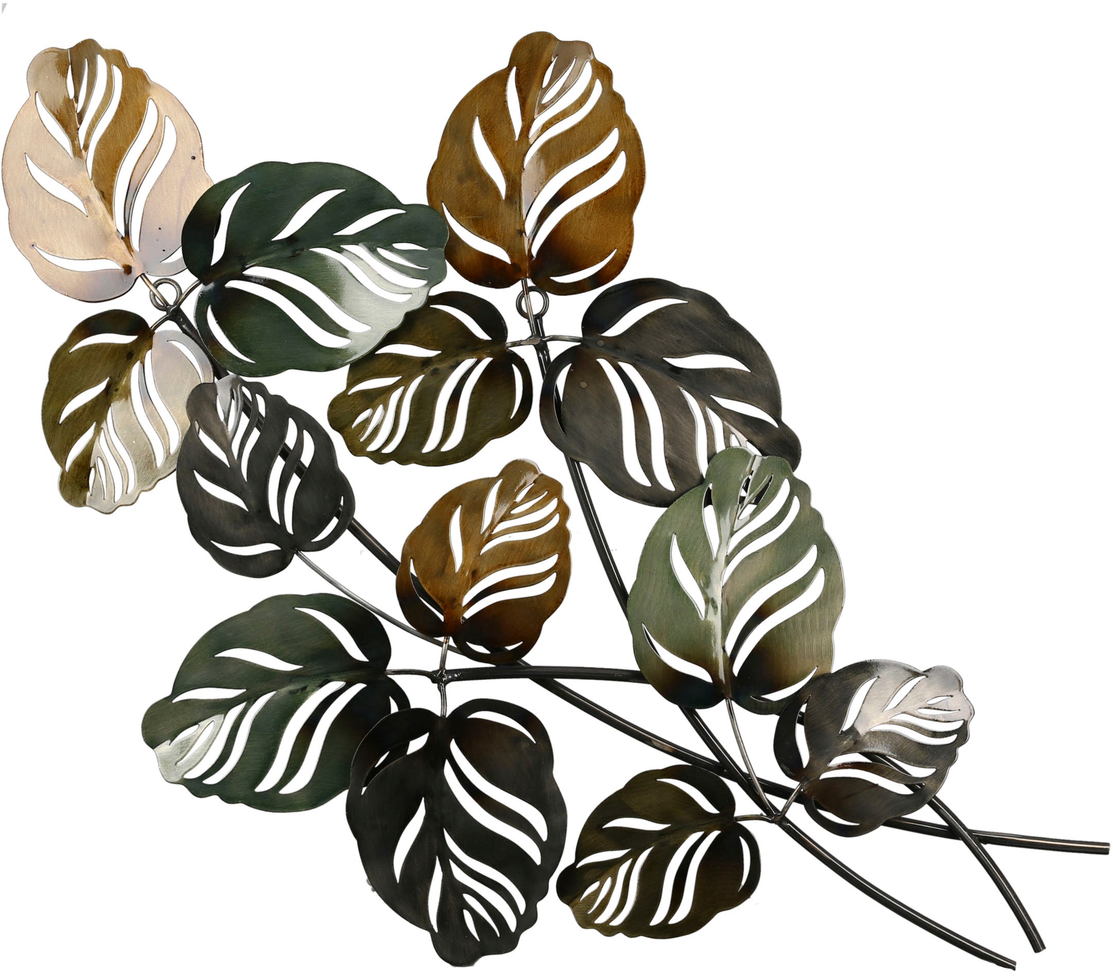 Image of GILDE Wanddekoobjekt »Wandrelief Branch grün/braun«, (1 St.), Wanddeko, Höhe 67cm, aus Metall, Blätterzweige, dekorativ im Esszimmer & Wohnzimmer bei Ackermann Versand Schweiz