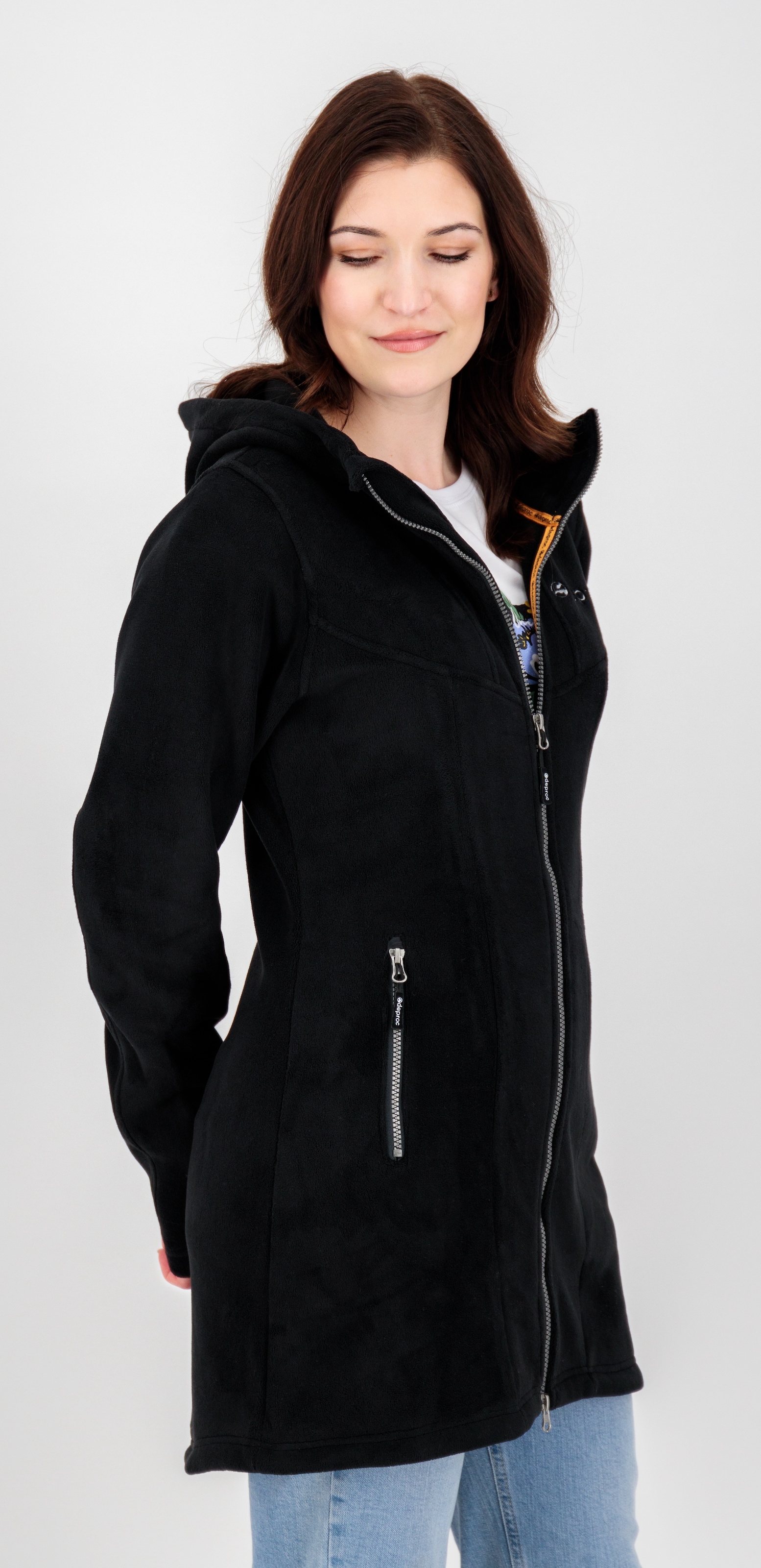 DEPROC Active Fleecejacke »WAWA PEAK« mit Kapuze mit 2-Wege-Reissverschluss