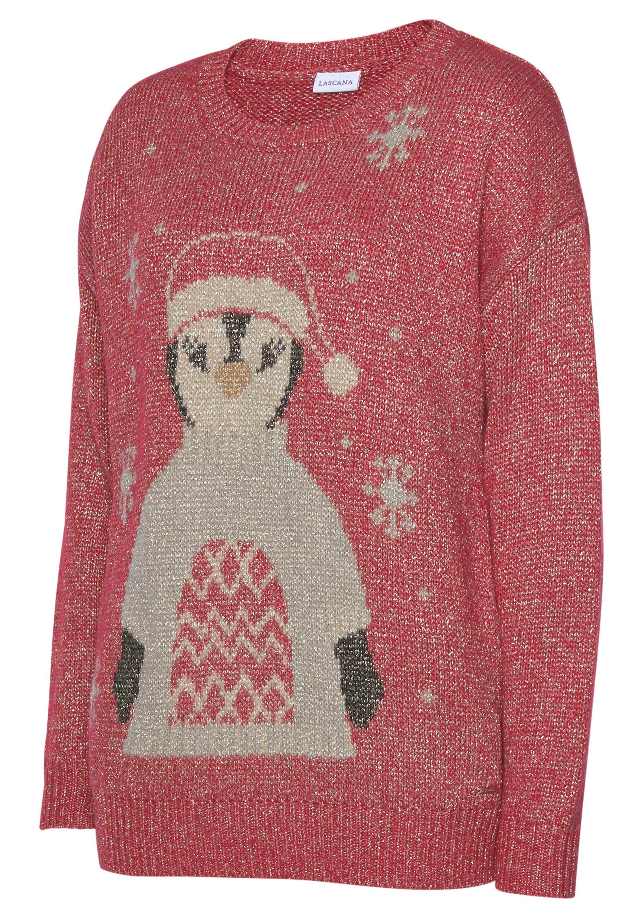 LASCANA Sweater, Weihnachtspullover mit eingestricktem Motiv, Loungewear