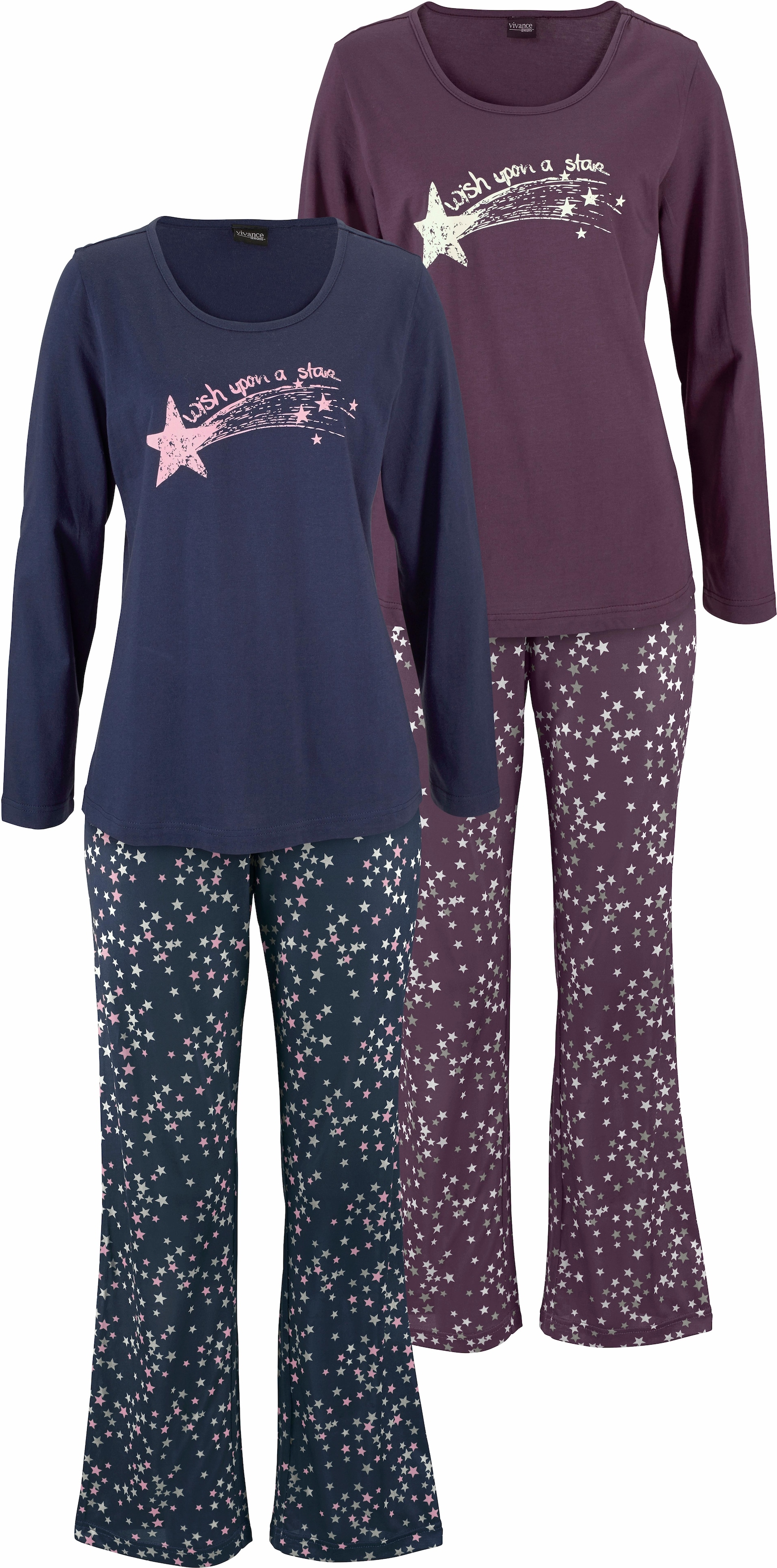 Vivance Dreams Pyjama, (4 tlg., 2 Stück), mit Sternenprint