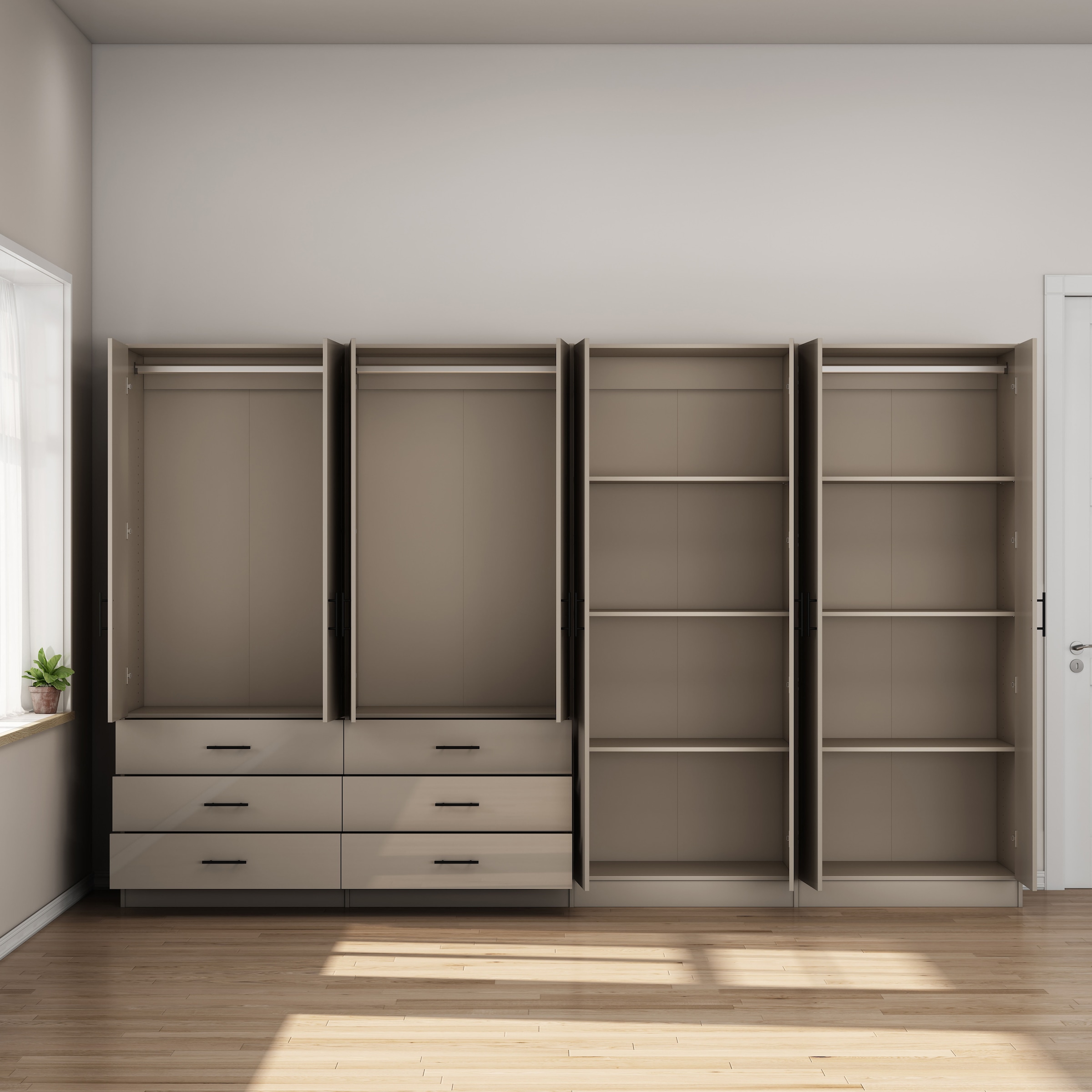 GOODproduct Kleiderschrank »Trento Schlafzimmerschrank Garderobe hochglanz« Schrank mit 8 Türen und 6 Schubladen, hochglänzende Fronten