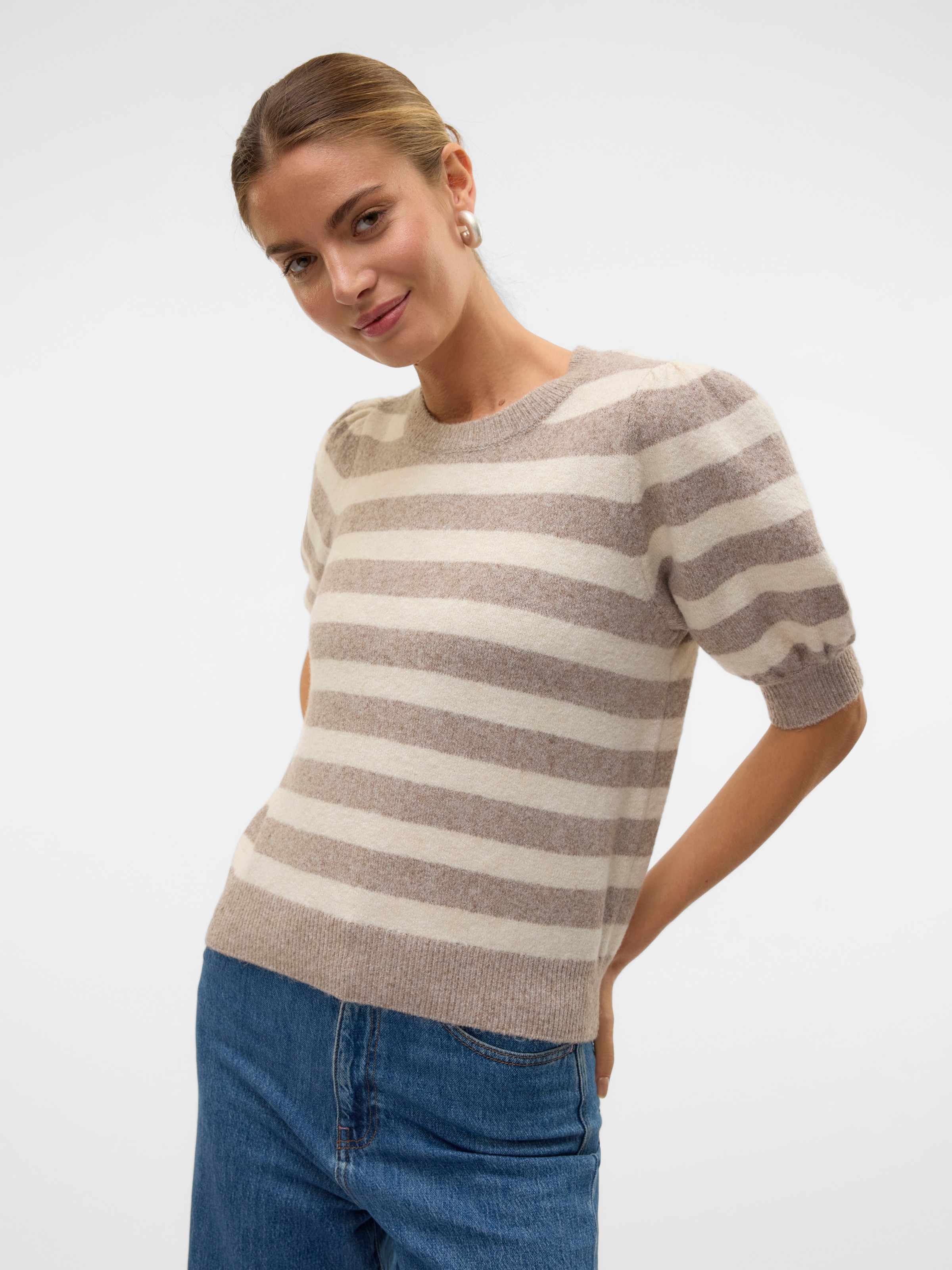 Vero Moda Strickpullover »VMDOFFY 2/4 O-NECK PULLOVER GA NOOS«, mit leichten Puffärmeln