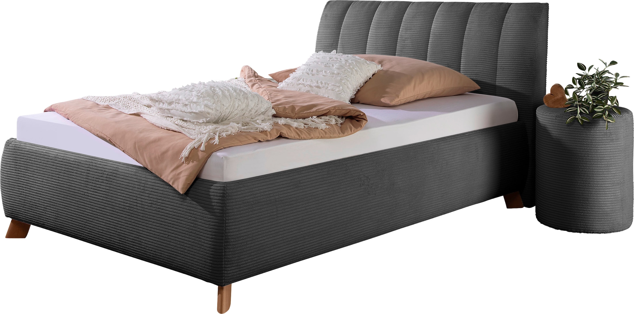 Maintal Polsterbett »Hügeldorf« inklusive Bettkasten, in H2, H3 & H4 erhältlich, aus Cord-Bezug