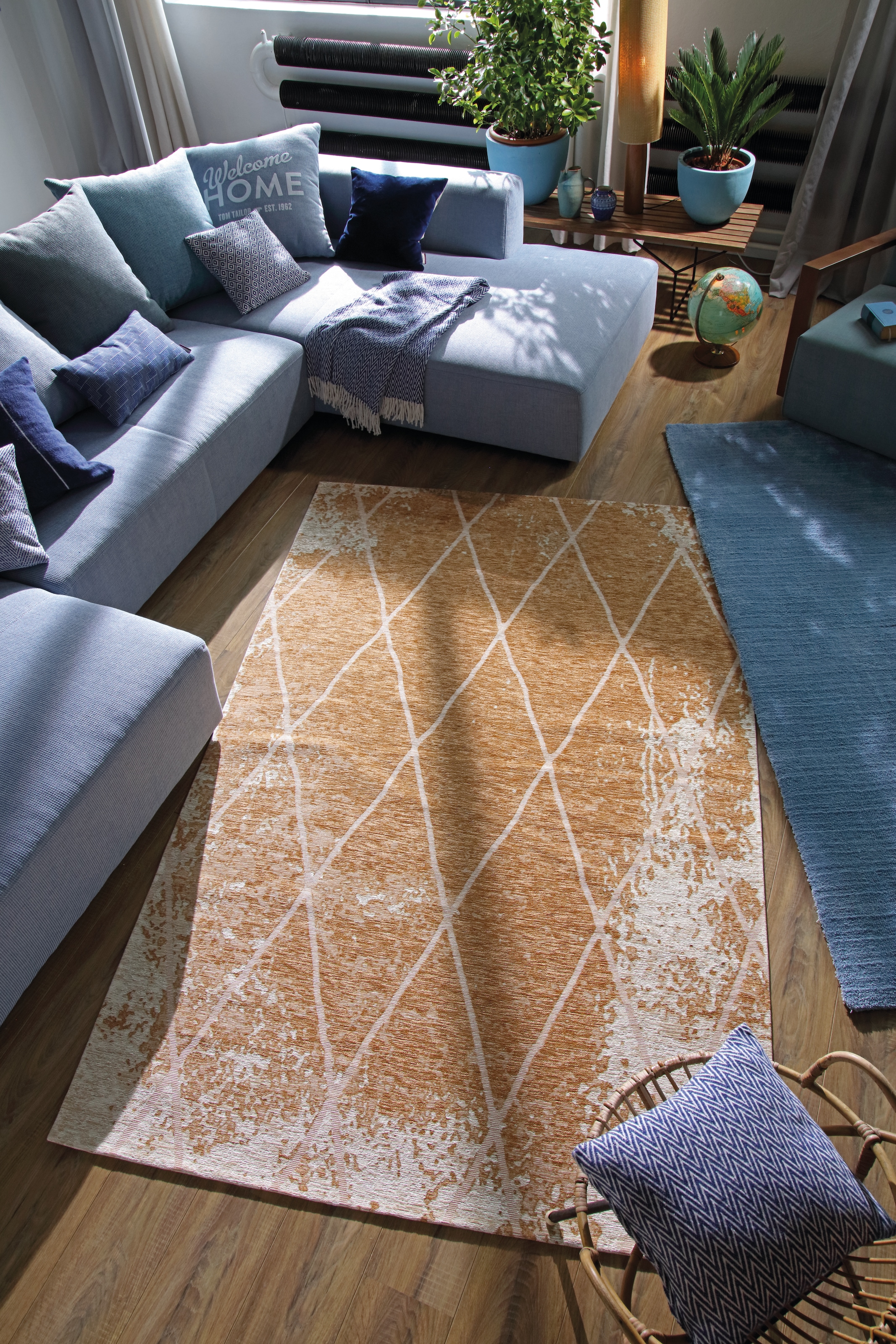 TOM TAILOR HOME Tapis »Fine Lines« Rectangulaire 5 mm Höhe Tissu plat, motif losanges, idéal pour salon et chambre