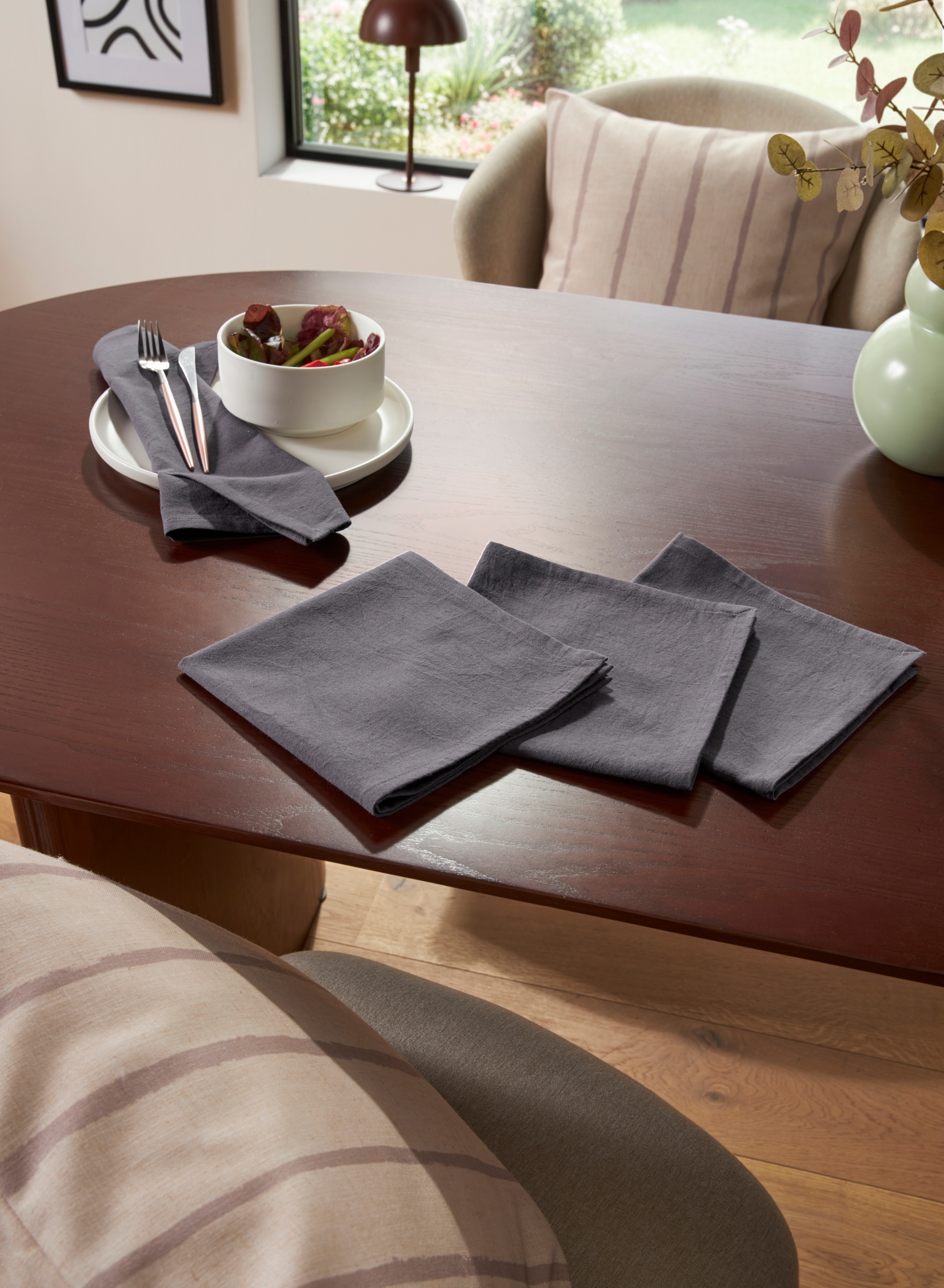 LeGer Home by Lena Gercke Stoffserviette »Liaa« Stoffserviette, Masse 40x40 cm, uni, Baumwollqualität mit Leinenanteil