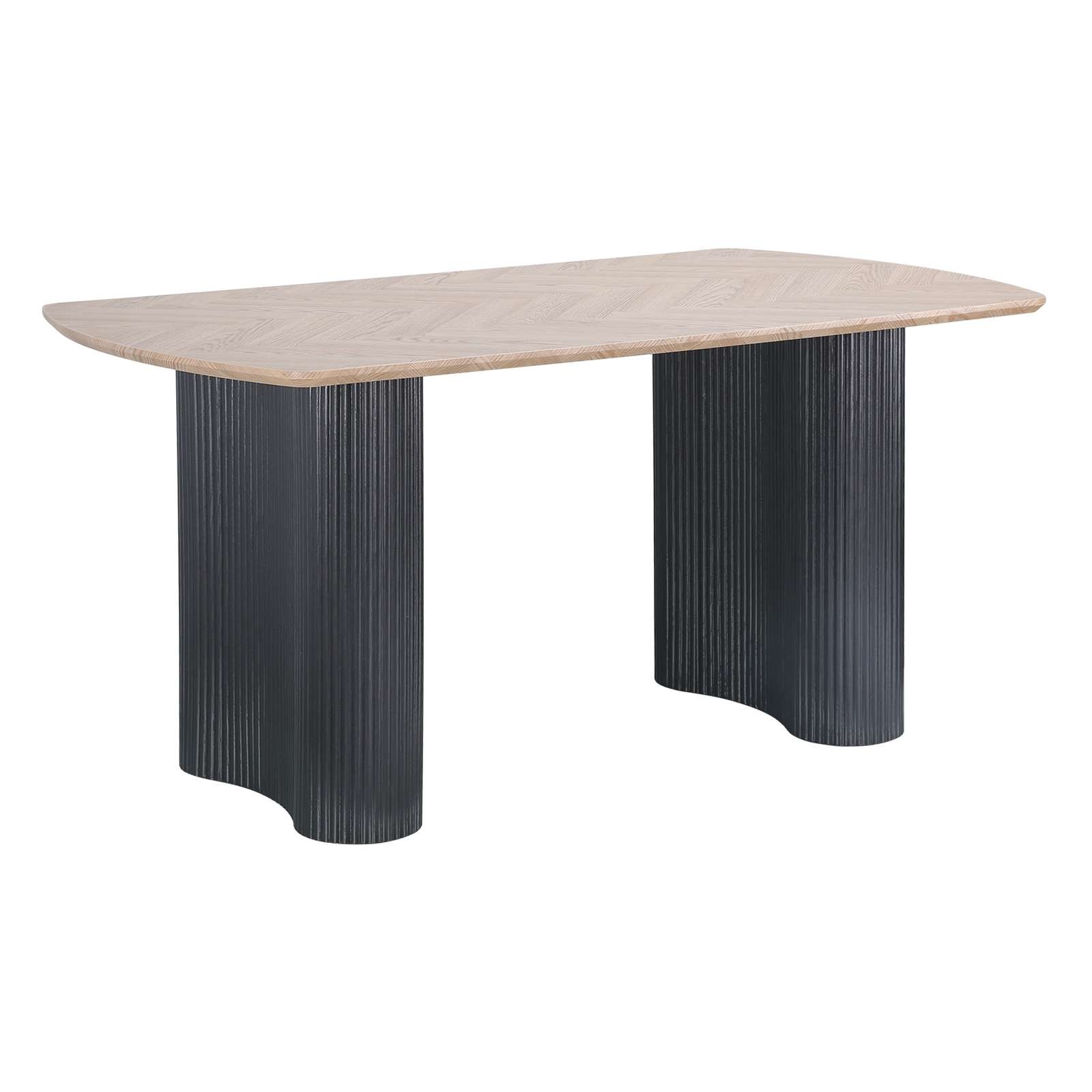 Image of GOODproduct Esstisch "Bessonville" Tischplatte in Fischgrätoptik, Beine mit Rillenstruktur, Höhe 76 cm