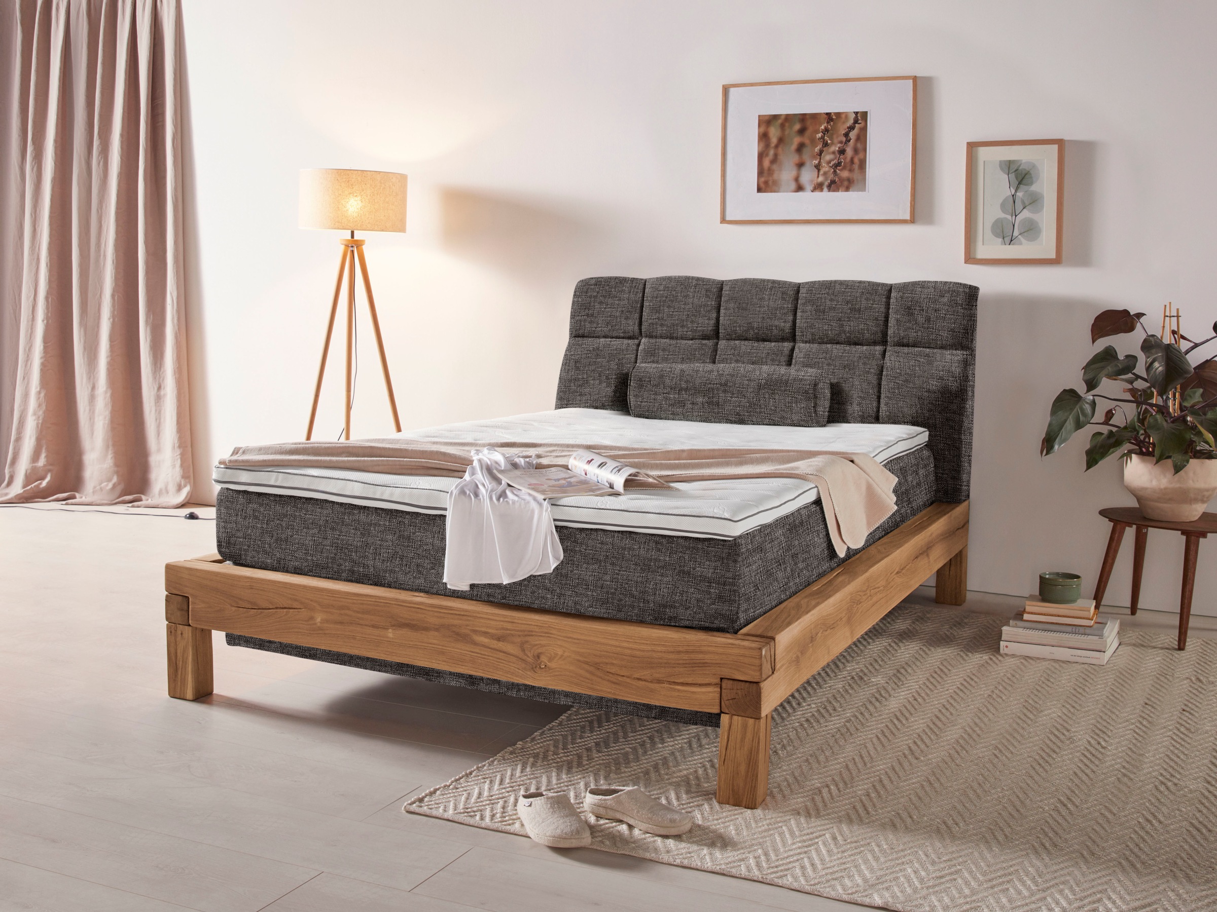 Home affaire Boxspringbett »Villads«, Liegefläche: 140/200 cm, aus Balkeneiche, Inside-Boxspring-Unterbau