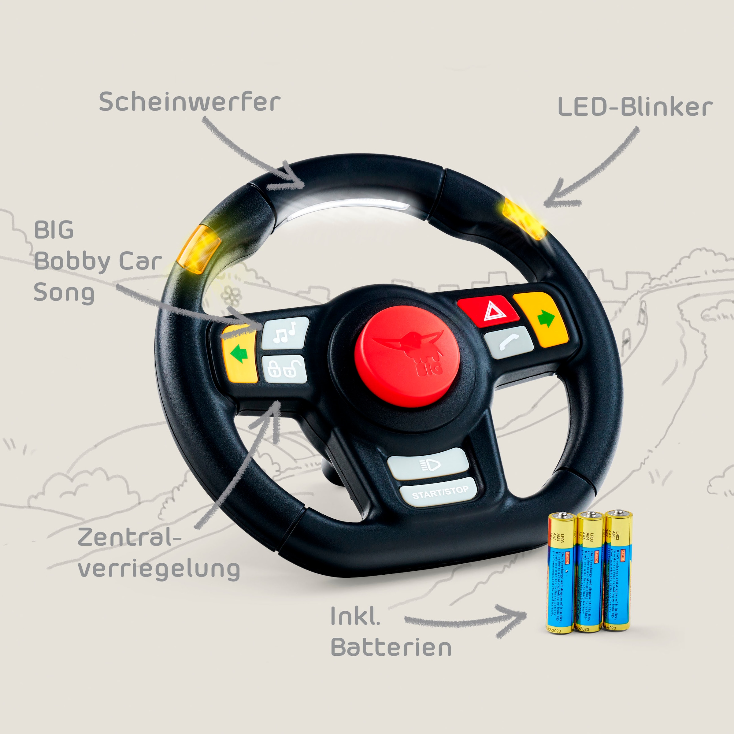 BIG Volant de véhicule jouet »BIG Sound Lenkrad« mit Licht und Sound