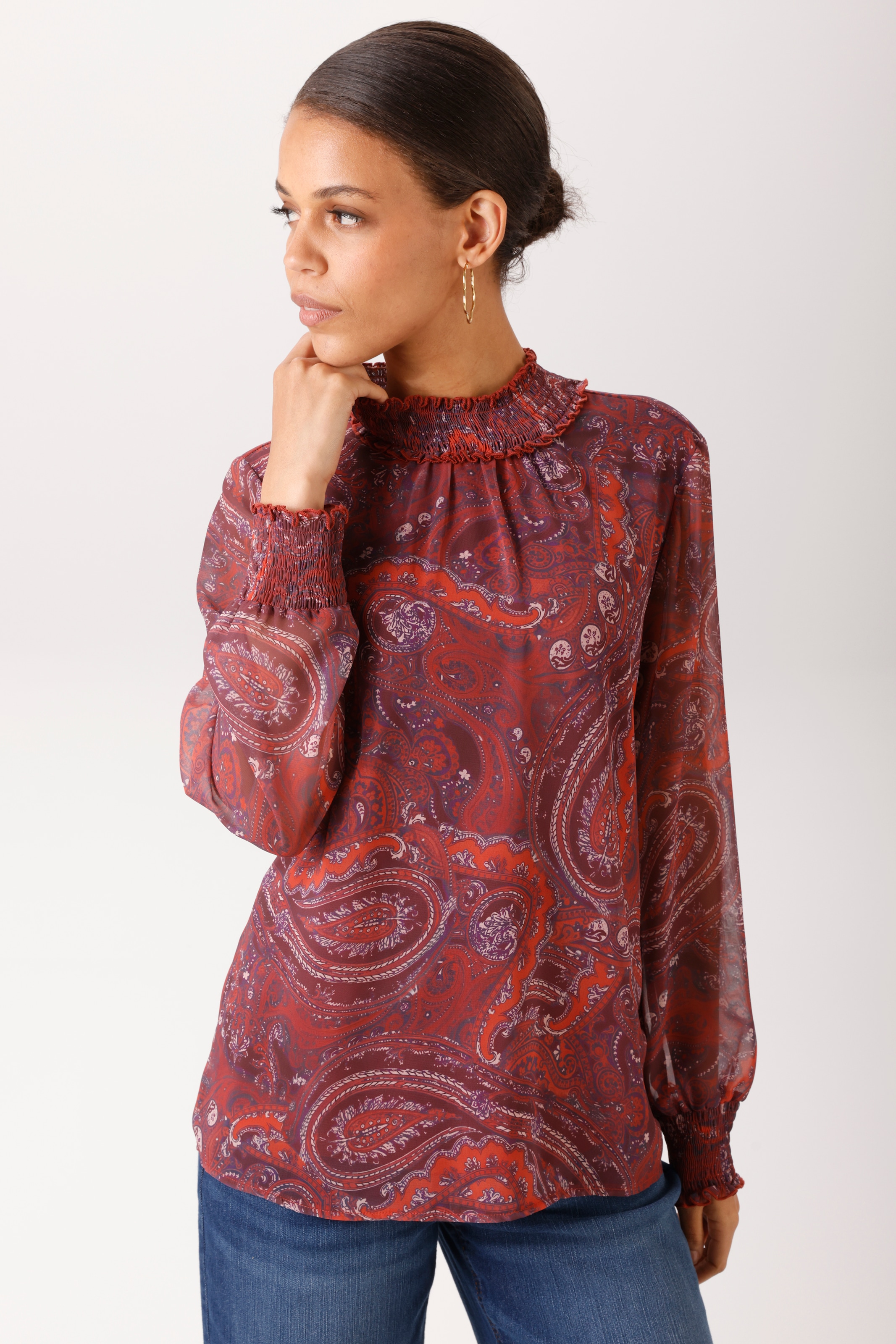 Image of Aniston CASUAL Schlupfbluse mit grossflächigen, trendfarbenen Paisley-Muster - NEUE KOLLEKTION