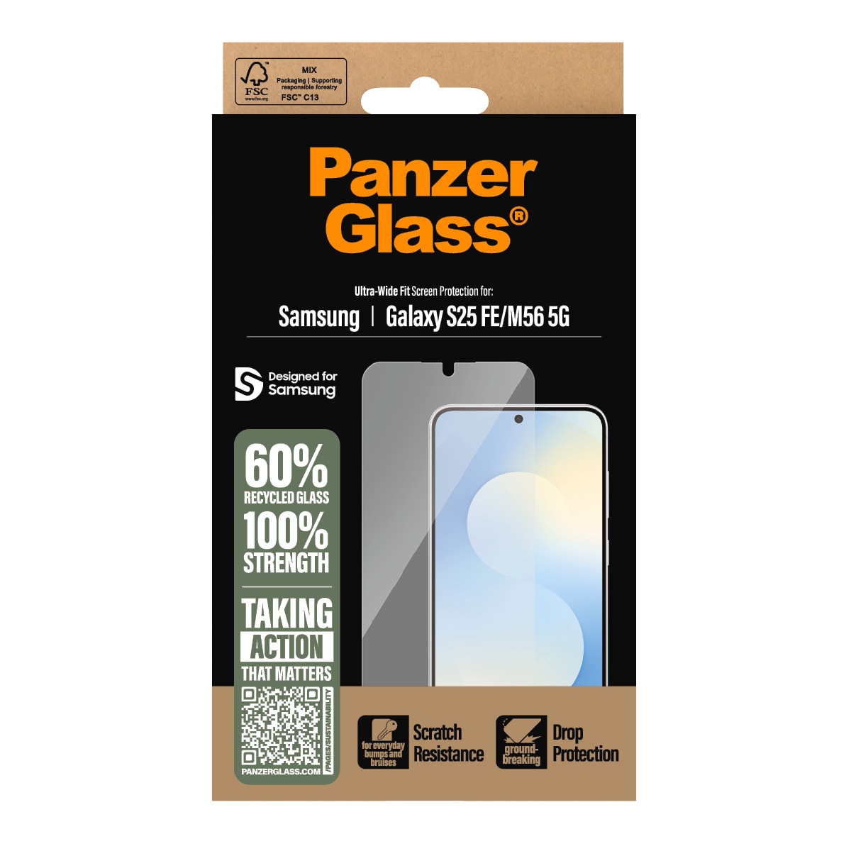 CARE by PanzerGlass Displayschutzglas »Ultra-Wide Fit Screen Protector« für Samsung Galaxy S25 FE Displayschutzfolie, Schutzfolie, Bildschirmschutz, kratz- & stossfest