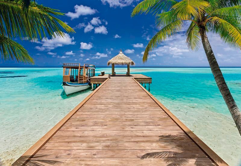 Komar Fototapete "Beach Resort - Größe 368 x 254 cm" bedruckt glatt Wohnzimmer, Schlafzimmer