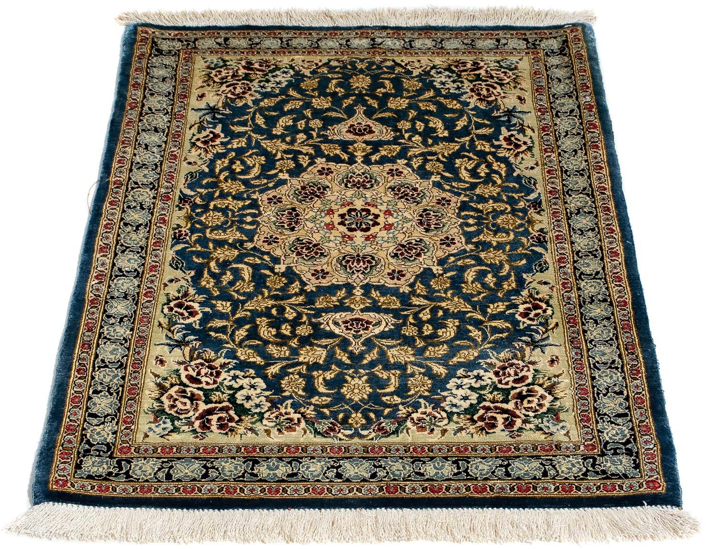 Image of morgenland Orientteppich »Perser - Ghom - 88 x 60 cm - blau«, rechteckig, 10 mm Höhe, Wohnzimmer, Handgeknüpft, Einzelstück mit Zertifikat bei Ackermann Versand Schweiz