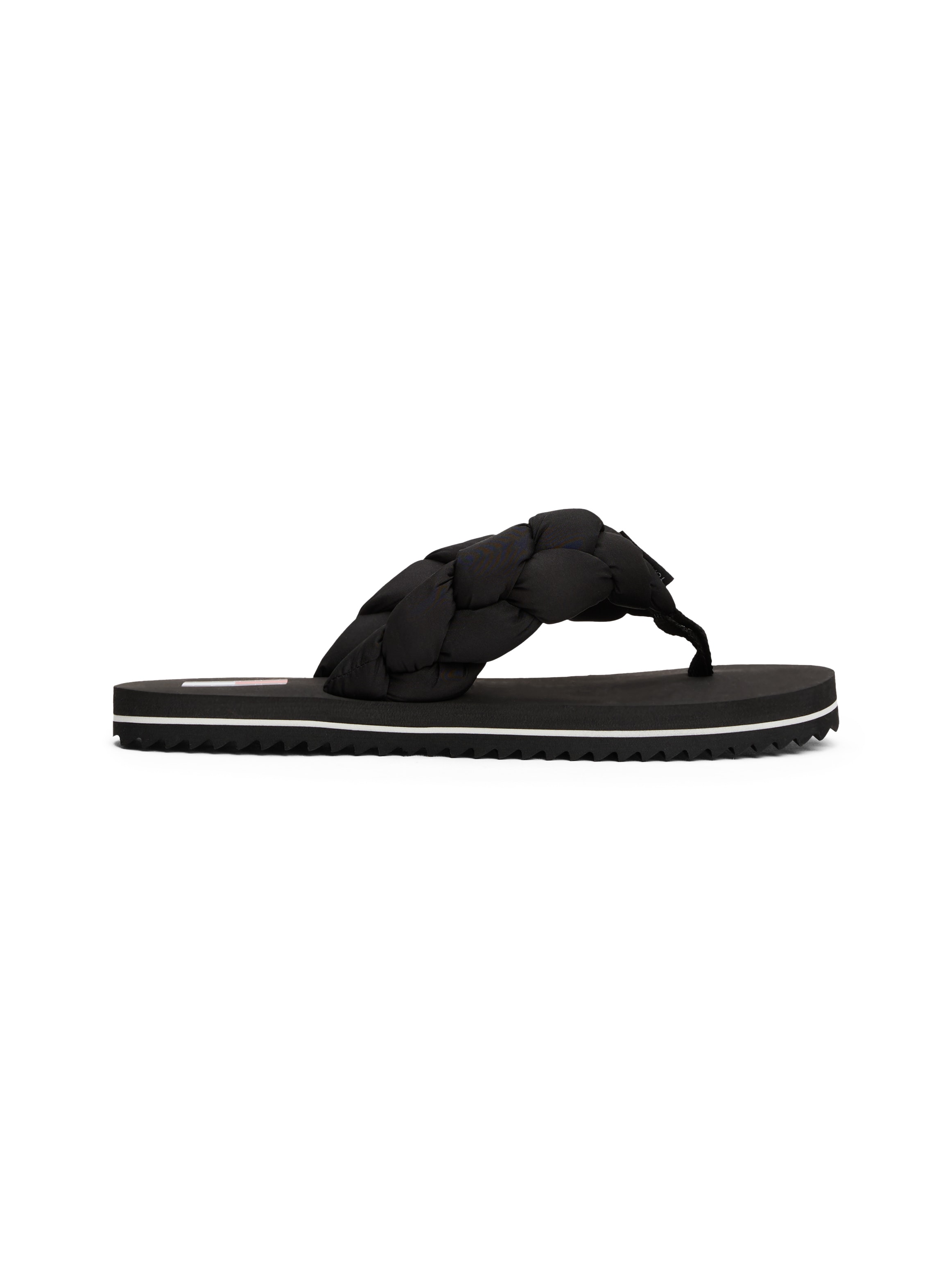 Tommy Jeans Zehentrenner »BRAIDED THONG BEACH SANDAL«  , Dianette, Sommerschuh mit geflochtener, wattierter Bandage