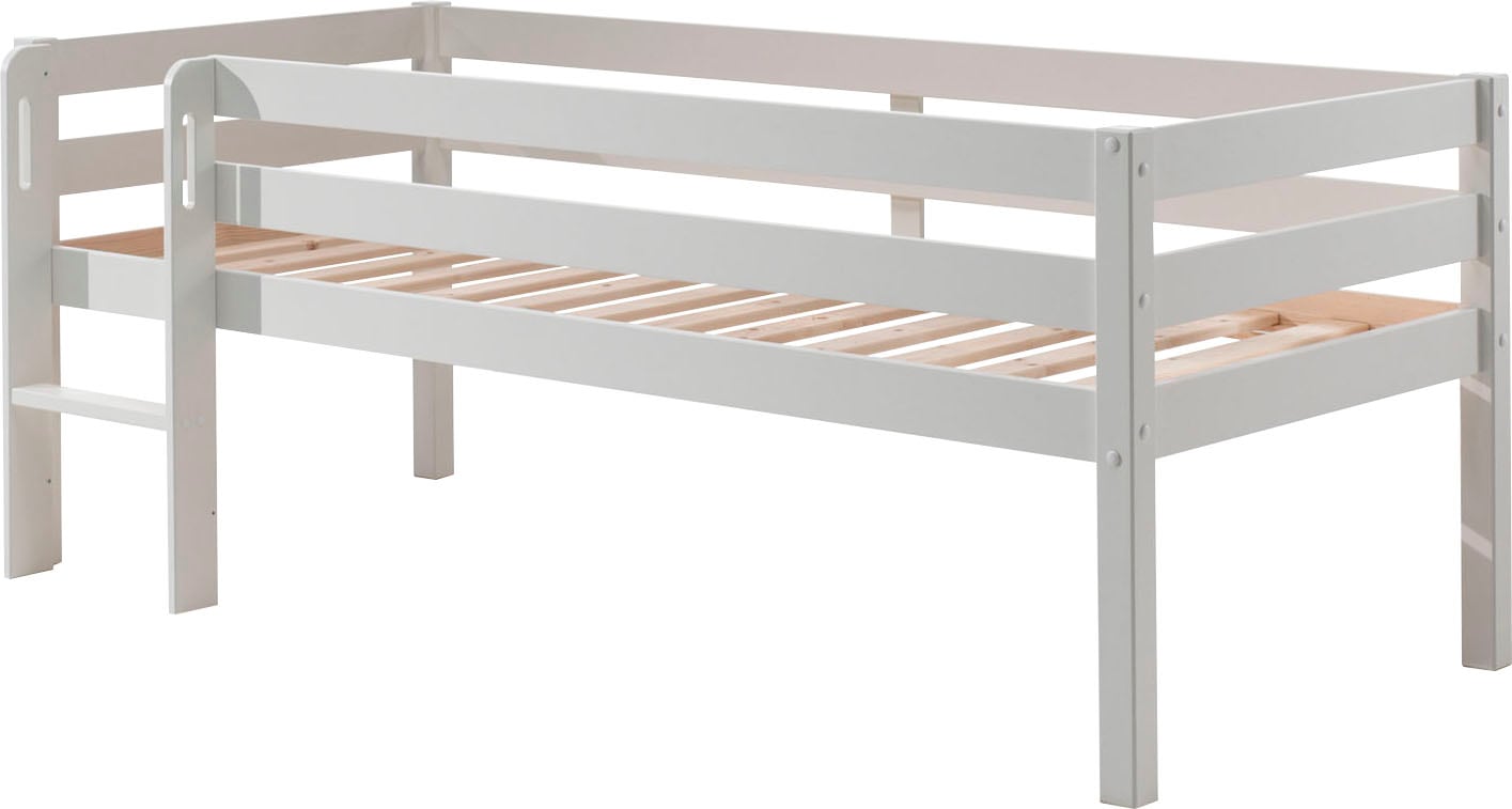 Image of Vipack Spielbett "Pino, Kiefer massiv, Liegefläche 90/200, Made in Europe" inkl. Leiter, Absturzschutz, 2 Farben zur Auswahl, inkl. Rolllattenrost, wahlweise mit oder ohne Rutsche