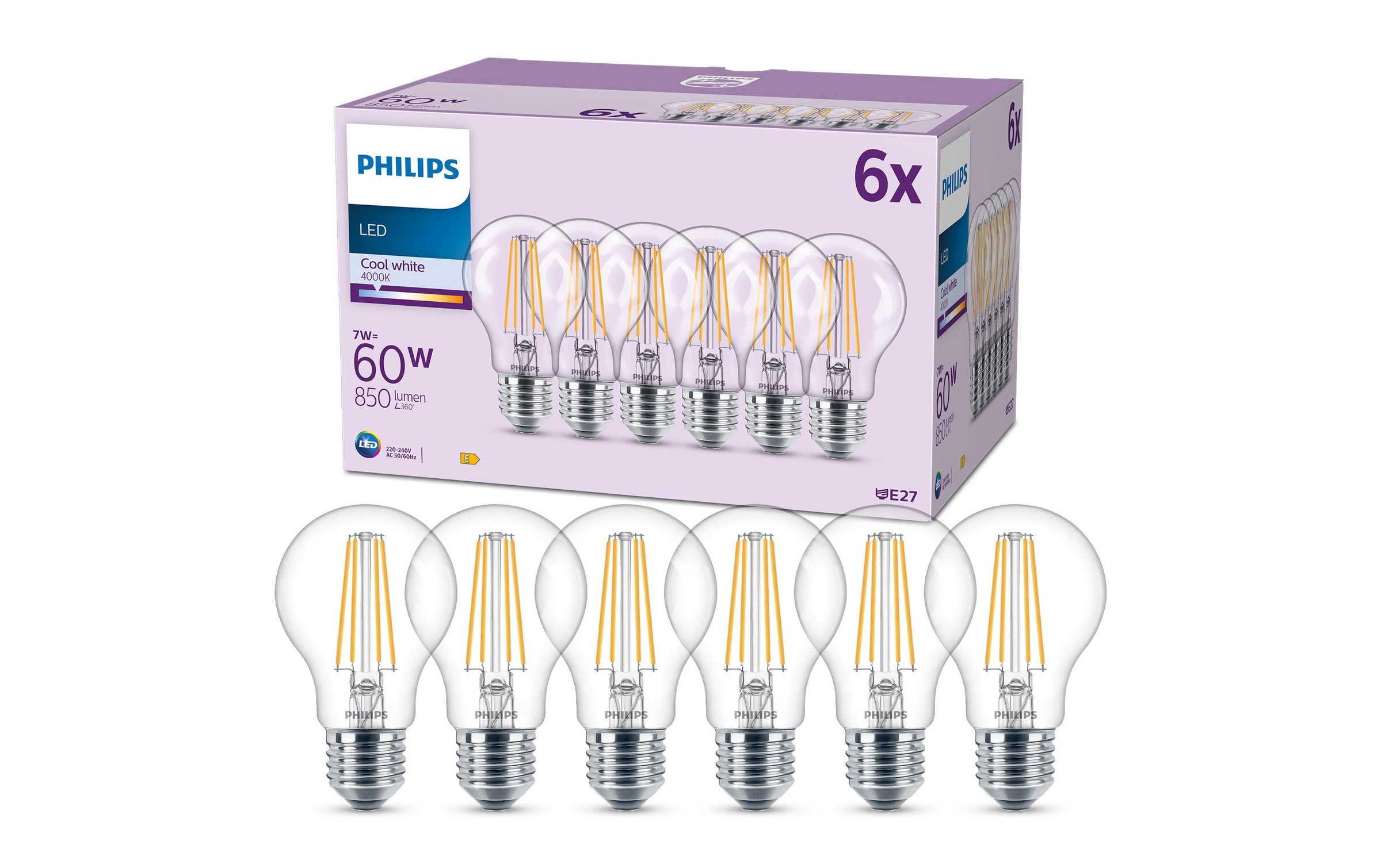LED-Leuchtmittel »(60W), 7W, E27, Neutr«, E27, Neutralweiss