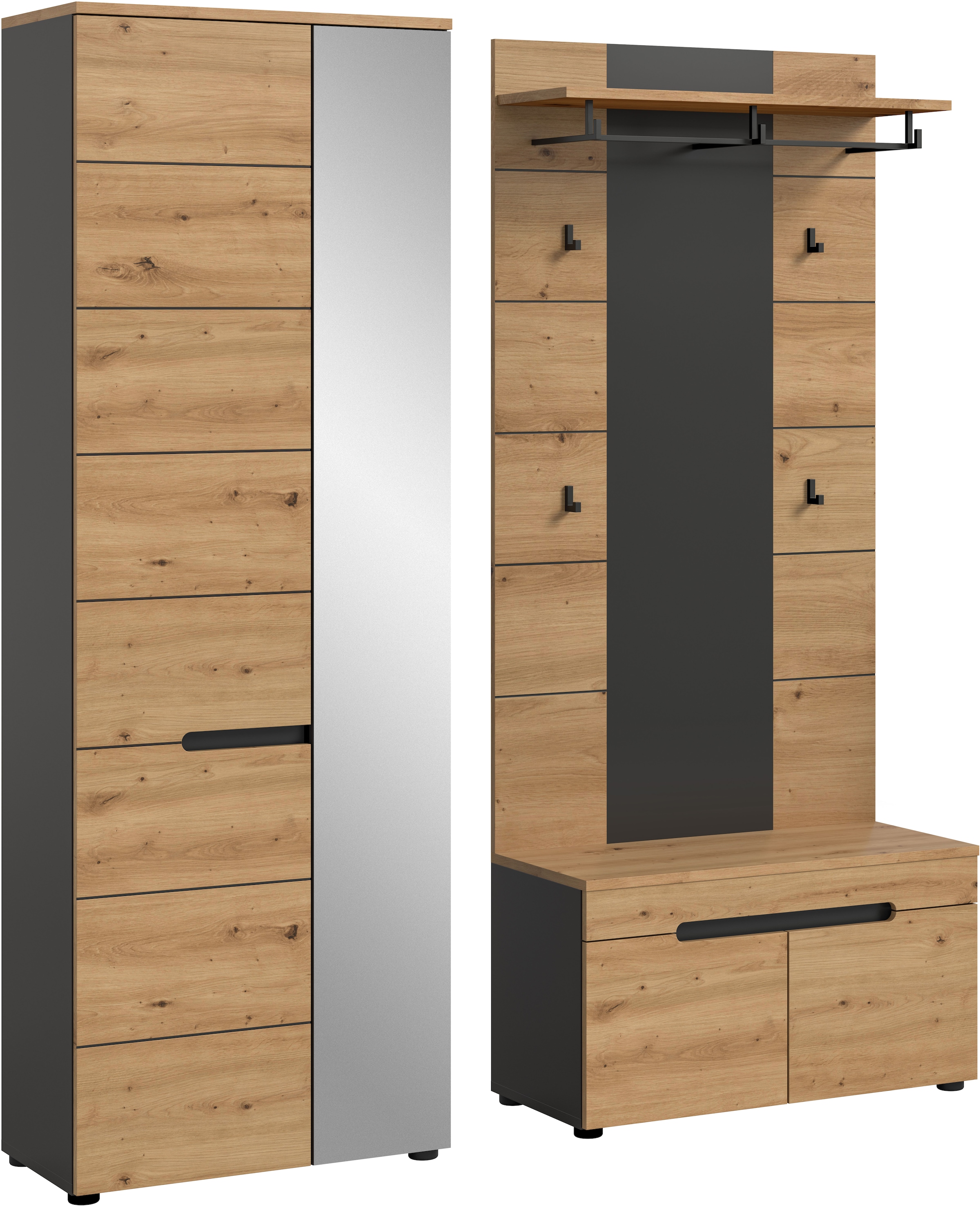 Image of Home affaire Garderoben-Set "REHAT, TOPSELLER, 3-teilig, Breite 160 cm, individuell erweiterbar" Set, bestehend aus: Garderobenschrank, Sitzbank und Paneel, 3 Stk. tlg.