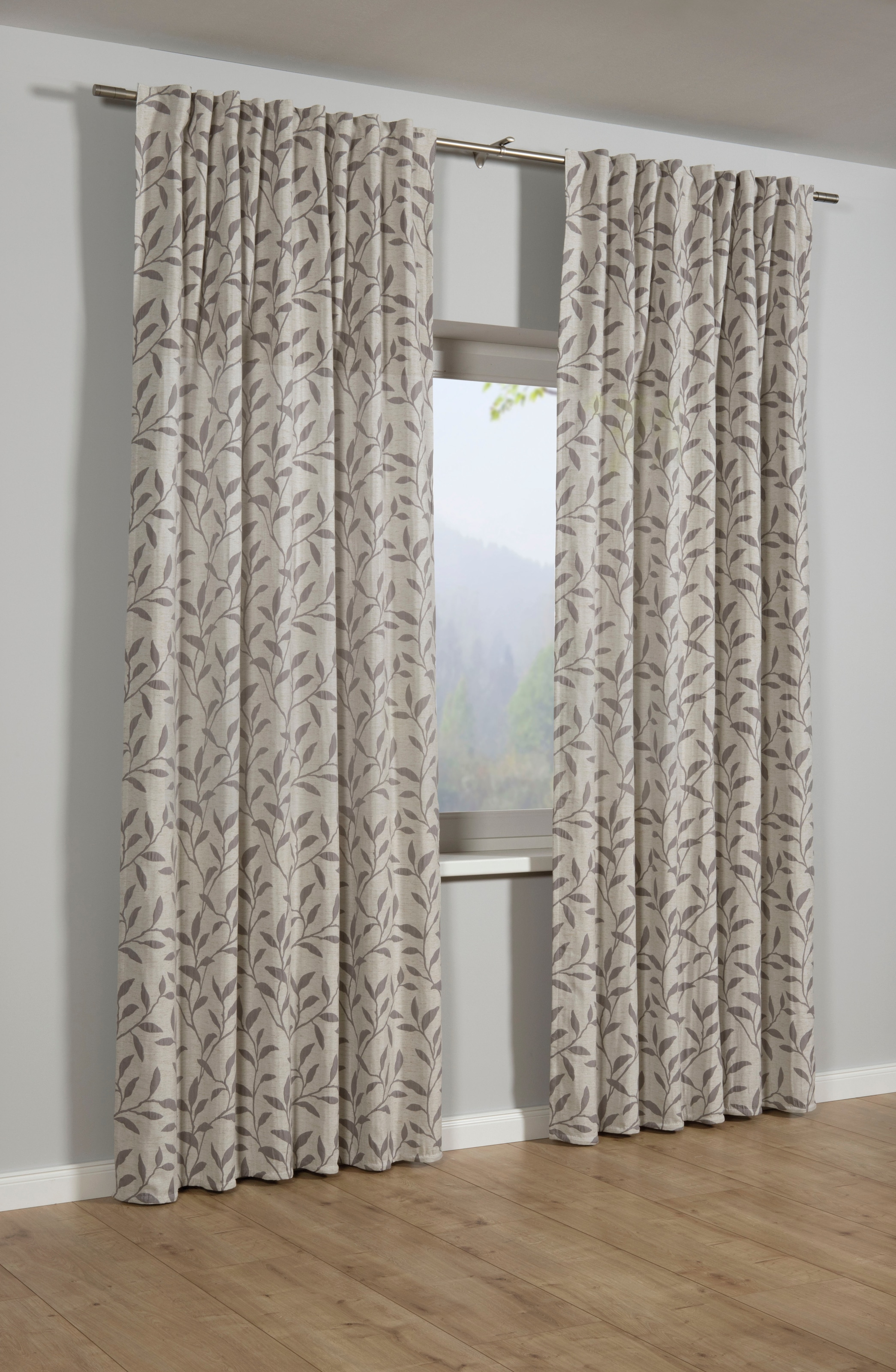 Image of Sehlbach Gardine "Schal Jacquard Ranke" Schlaufen 1 Stk. tlg. mit Gardinenband und verdeckten Schlaufen