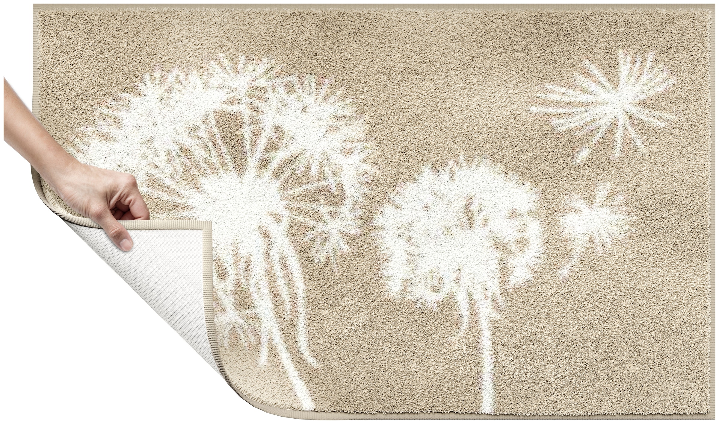 Grund Badematte »Pusteblume, Badvorleger, Badezimmer Teppich, sehr weich« Höhe 20 mm rutschhemmend beschichtet fussbodenheizungsgeeignet | schnell trocknend weiche Haptik, auch als 2-teiliges Set erhältlich, Made in Europe