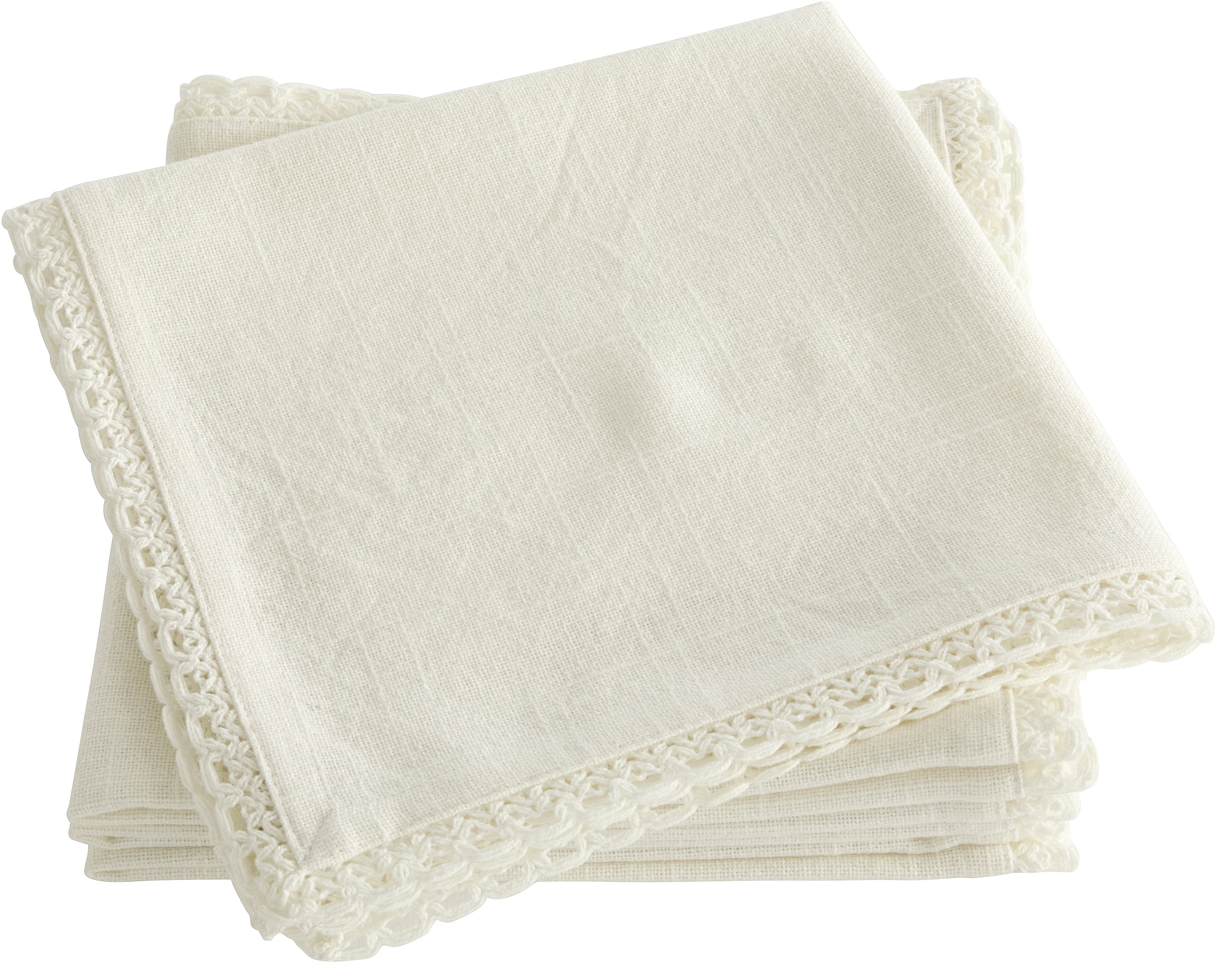 Image of GOODproduct Stoffserviette "Elyna" uni, mit schöner Spitze, weiche Haptik, 45x45 cm, Leinenoptik