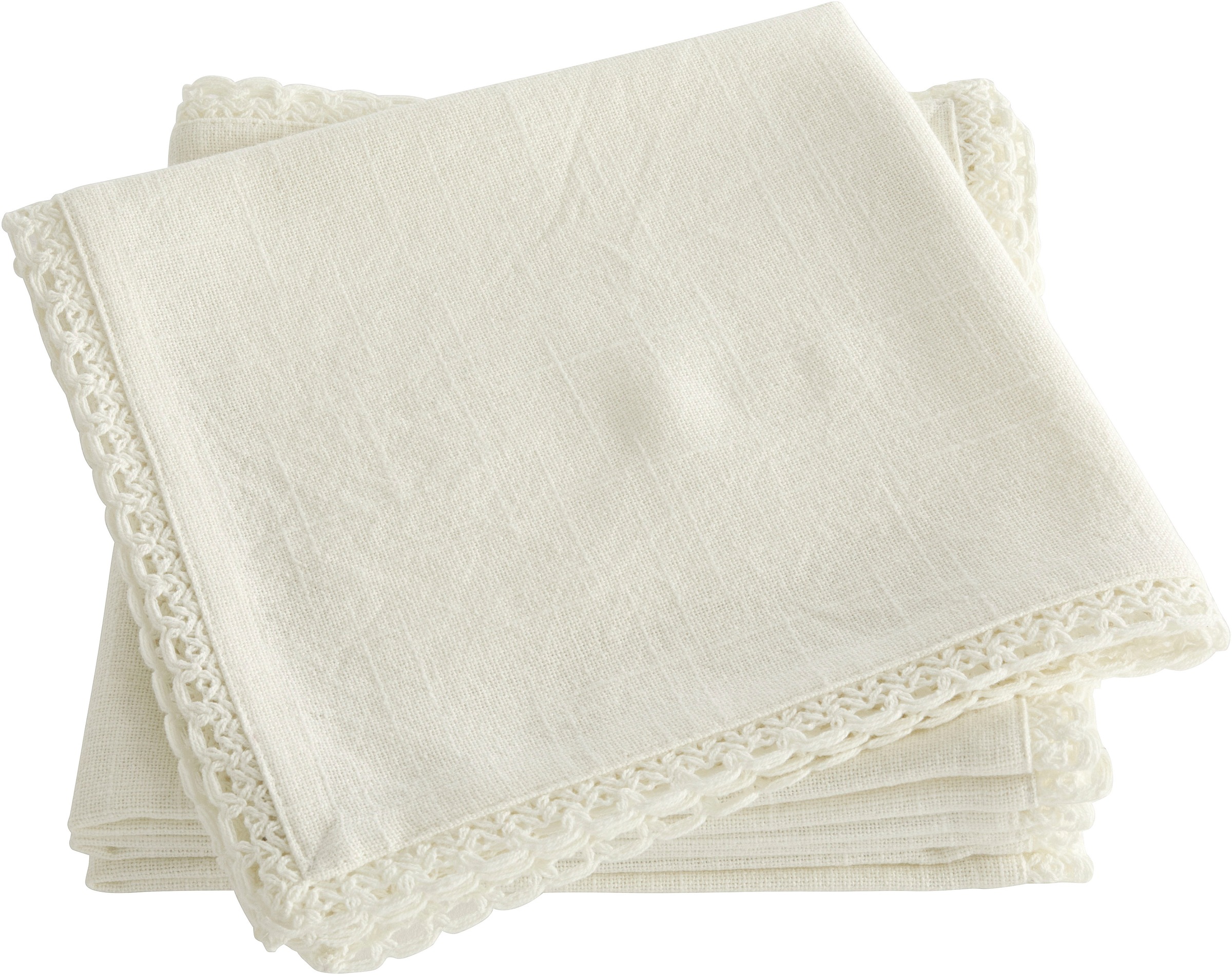 Image of GOODproduct Stoffserviette "Elyna" uni, mit Spitze, weiche Haptik, 45x45 cm, Leinenoptik, 100% Baumwolle