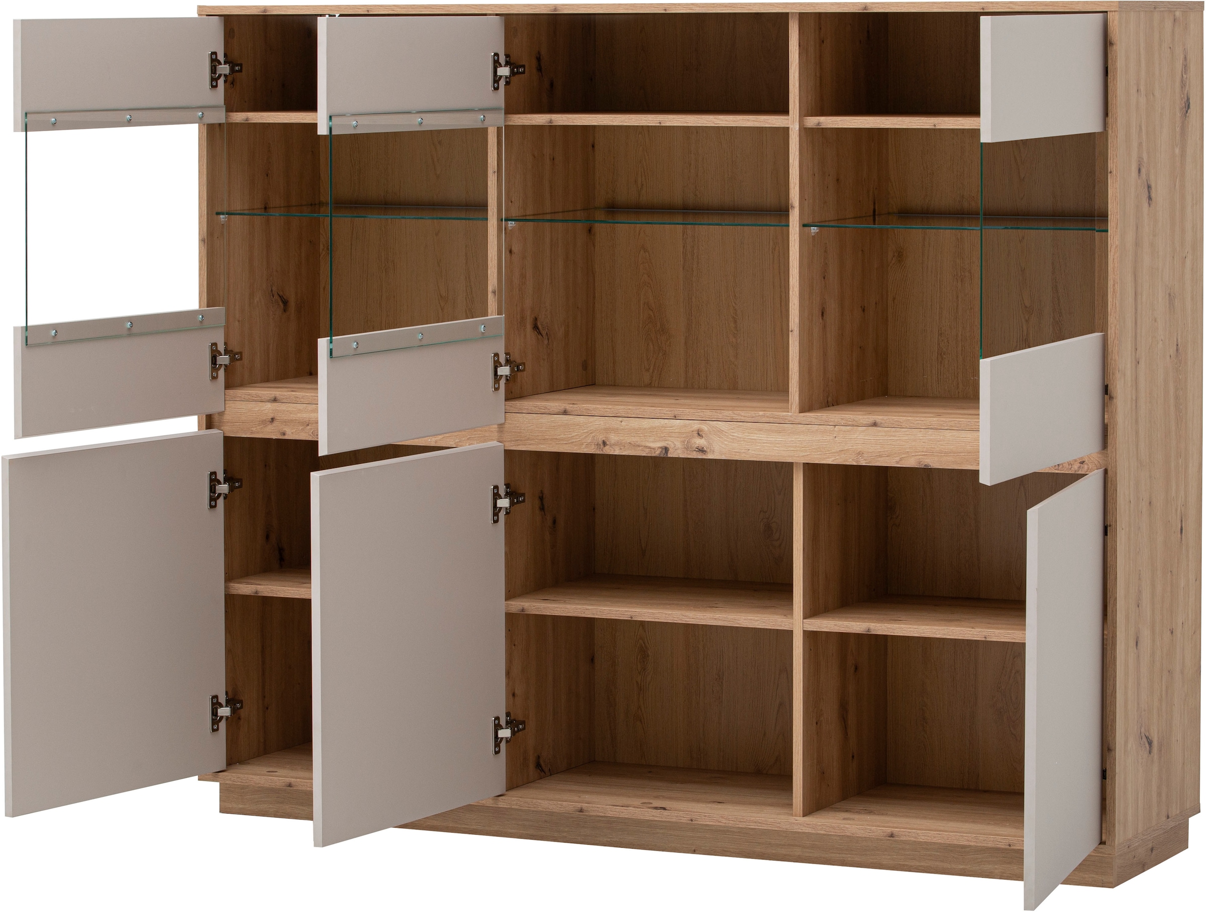 Home affaire Highboard »Sonora, moderner Schrank, Stauraumelement in Eiche Artisan, Kommode« filigrane Rahmenoptik, ausreichend Stauraum, vielseitig einsetzbar