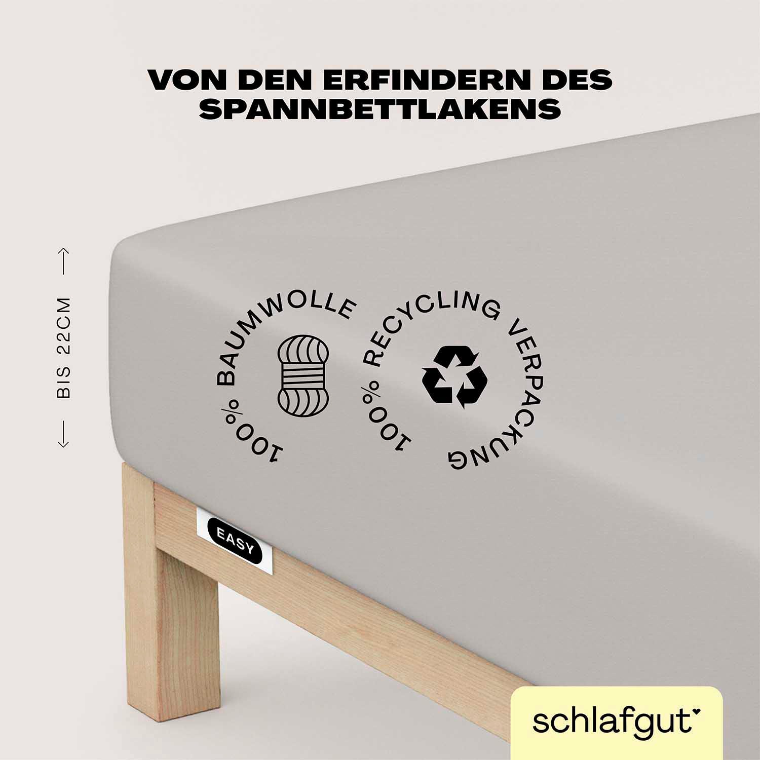 Schlafgut Spannbettlaken »EASY aus 100% Baumwolle, weich & saugfähig, Marken-Bettlaken«, für Matratzen bis 22 cm Höhe, in 90x200, 140x200 oder 180x200 cm