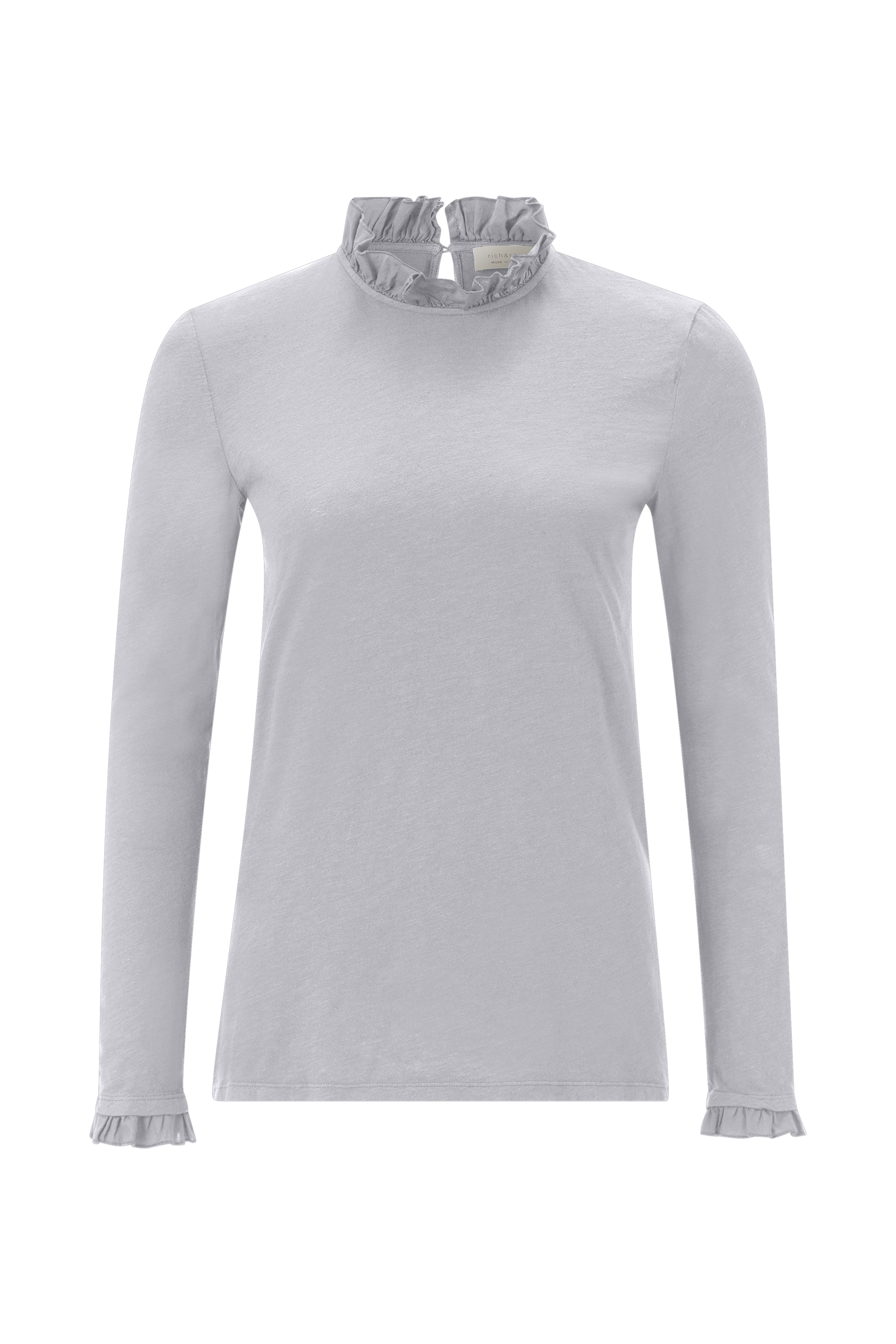 RICHROYAL T-shirt à manches longues »2409 O Slub F LS« mit Rüschenkante an Ausschnitt und Ärmelsaum