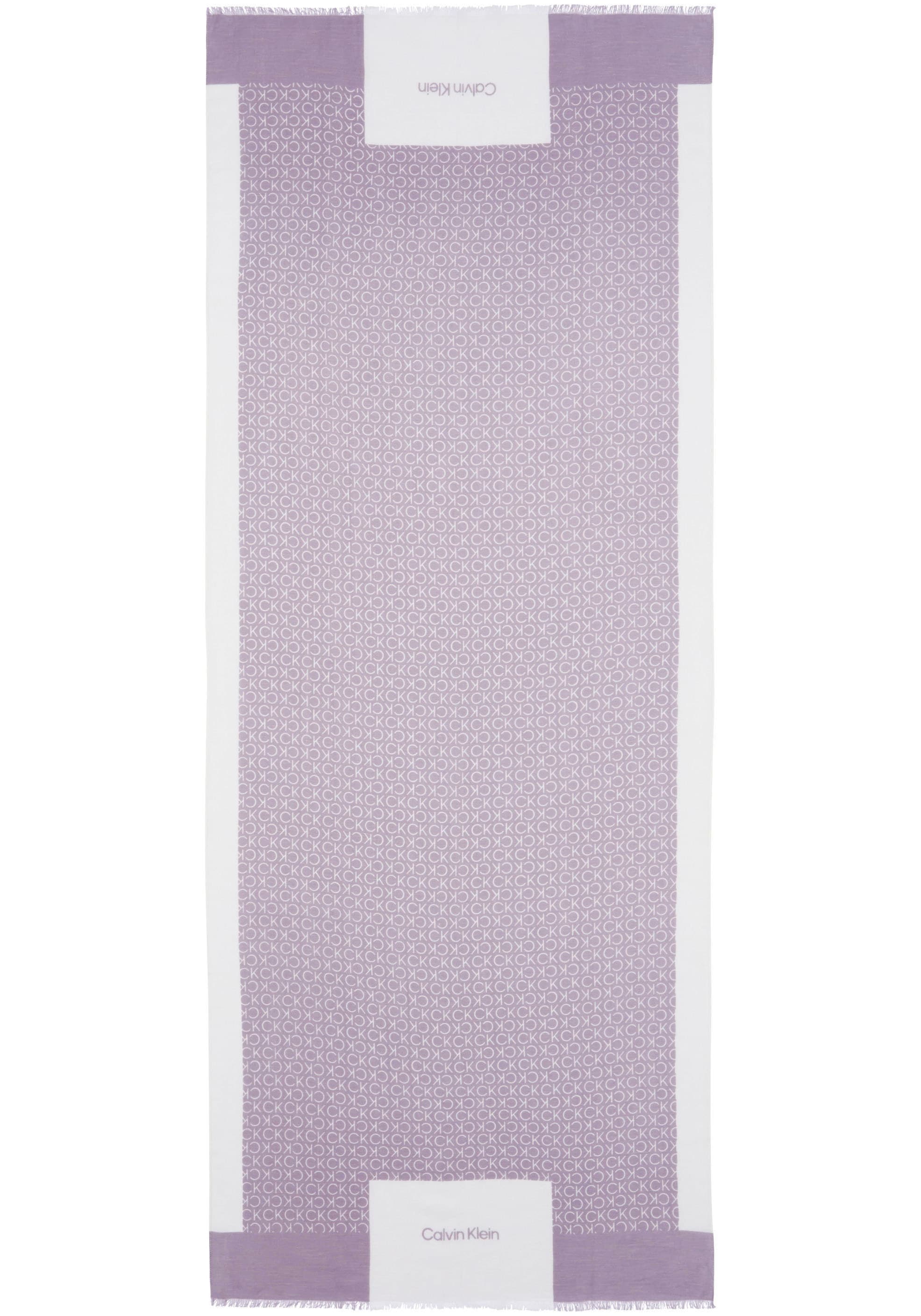 Calvin Klein Schal »GEO MINIMAL LOGO LINEN STOLE«, Logoprägung, ausgefranste Enden